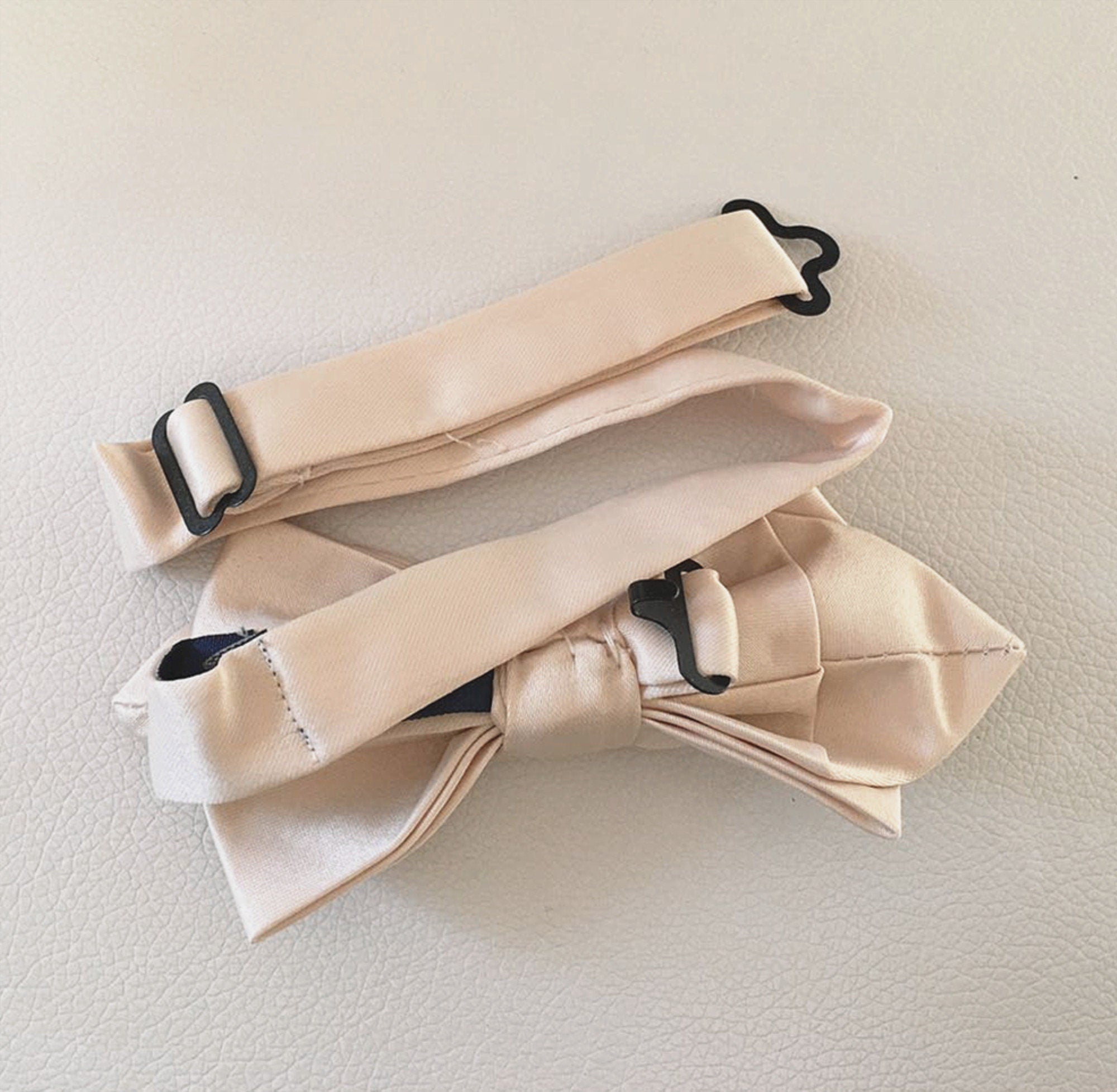 Champagne Satin Diamond Bow Tie