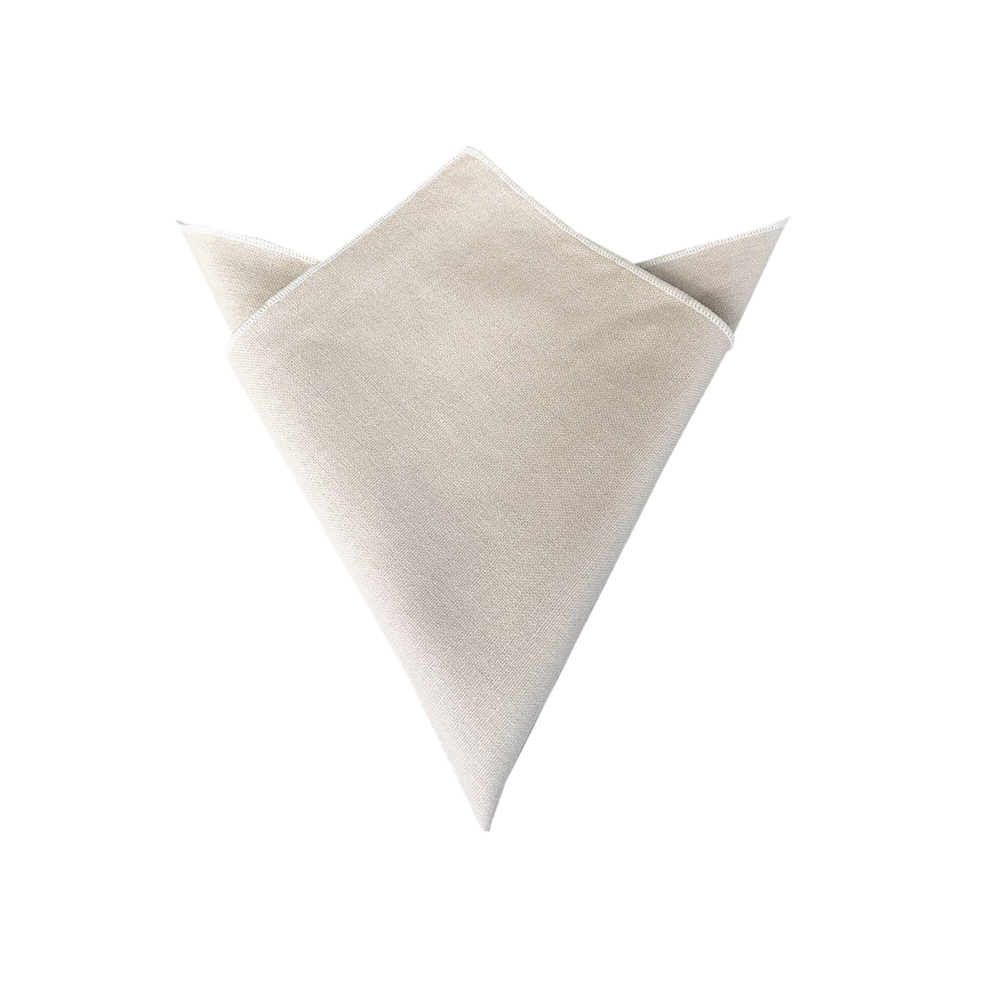 Cream Ivory Linen Pocket Square