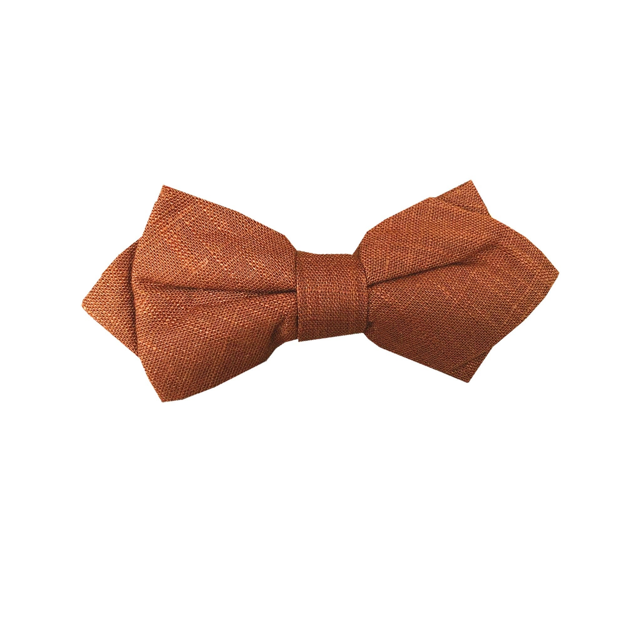 Burnt Bronze Linen Diamond Bow Tie