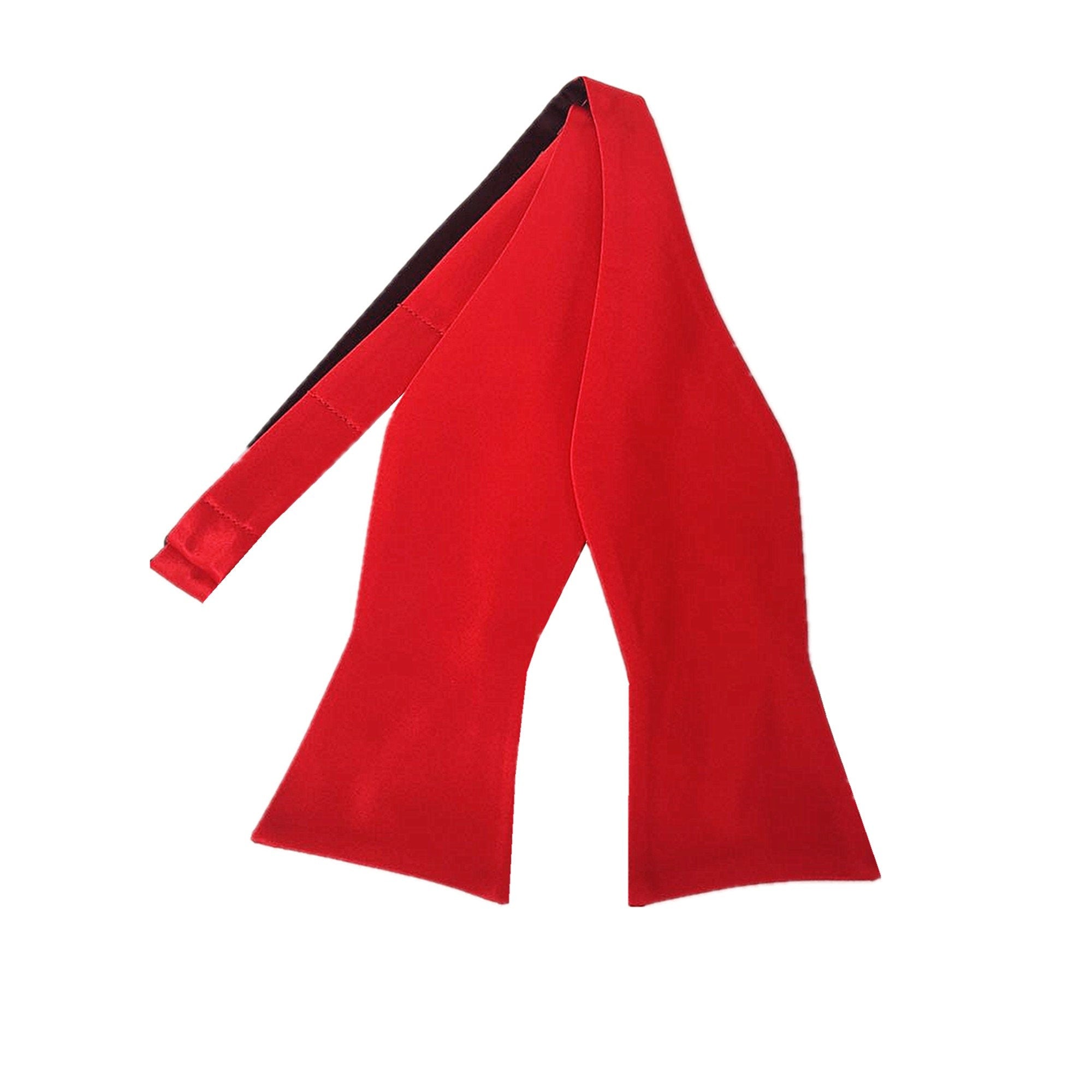 Scarlet Satin Self-tied Bow Tie