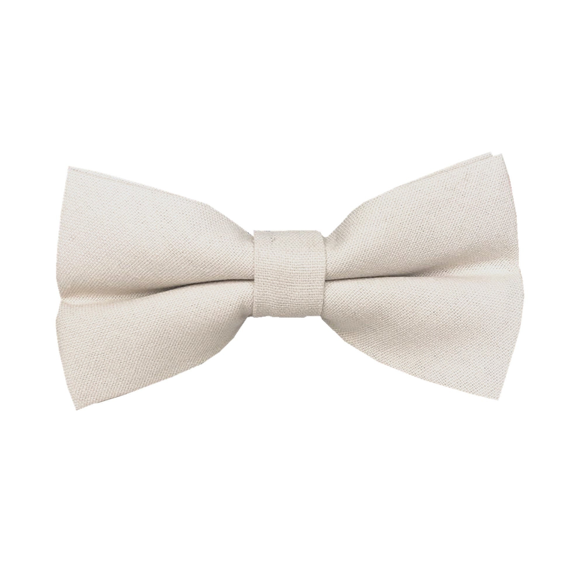 Cream Ivory Linen Pre-tied Bow Tie