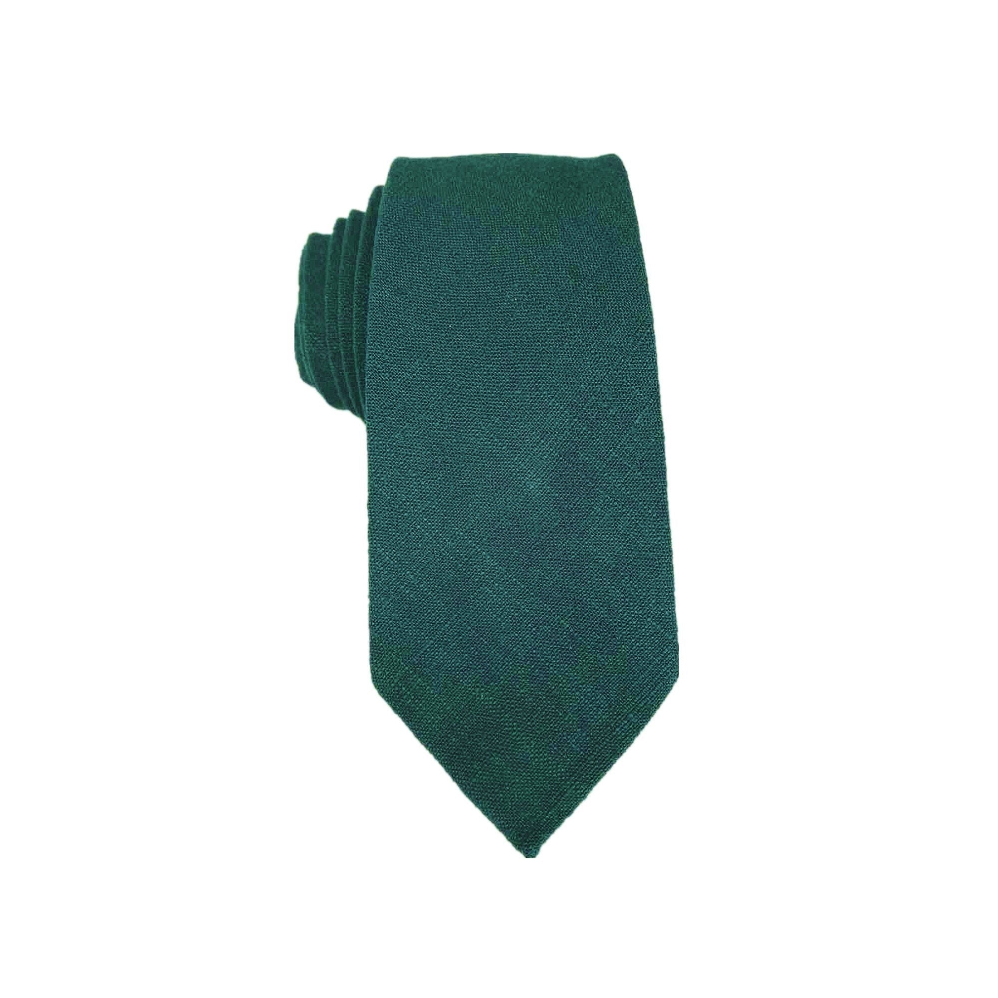 Forest Green Linen Skinny Tie