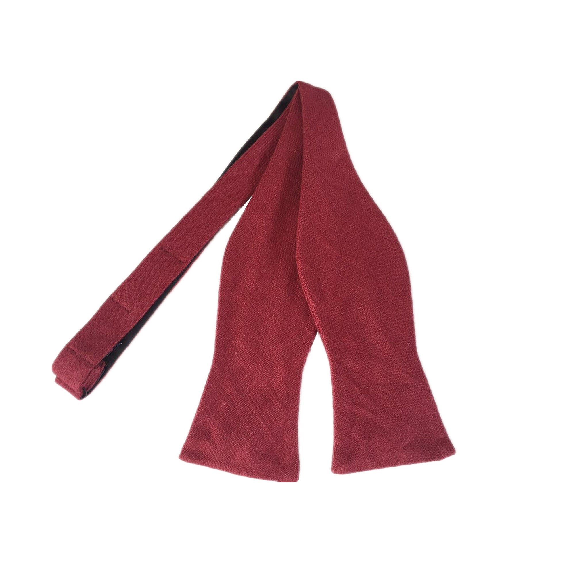 Merlot Burgundy Linen Self-tied Bow Tie