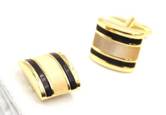 Gold Black Cufflinks