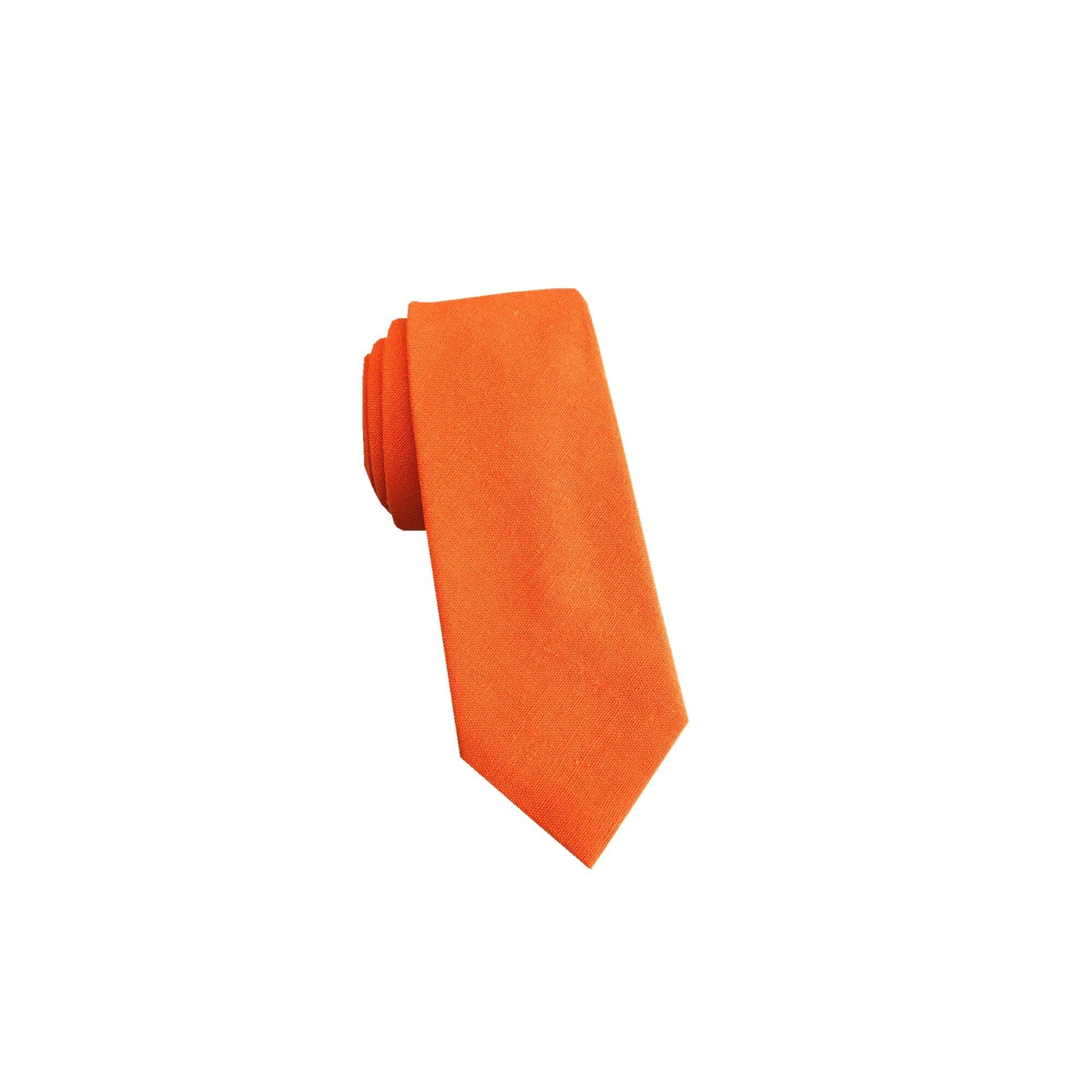 Orange Linen Skinny Tie