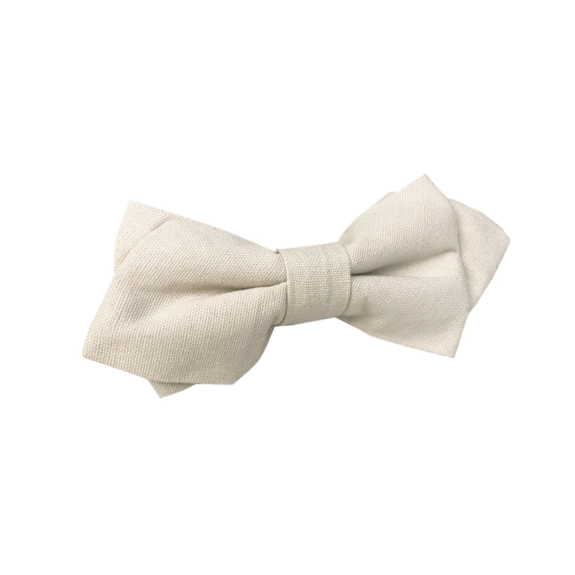 Cream Ivory Linen Diamond Bow Tie