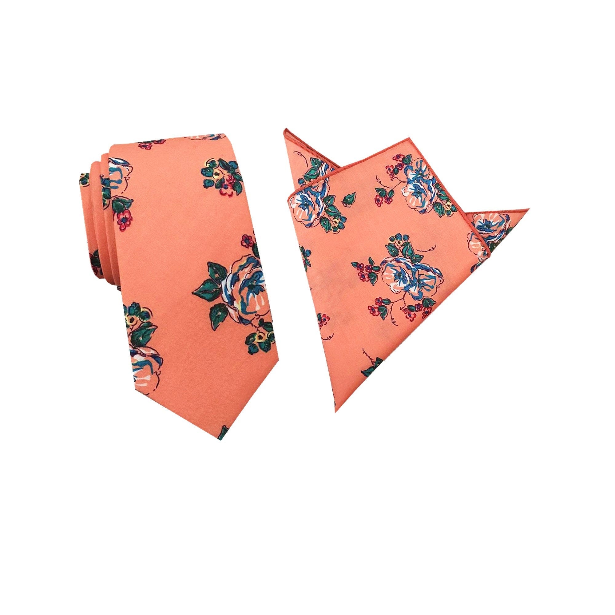 Peach Floral Skinny Tie