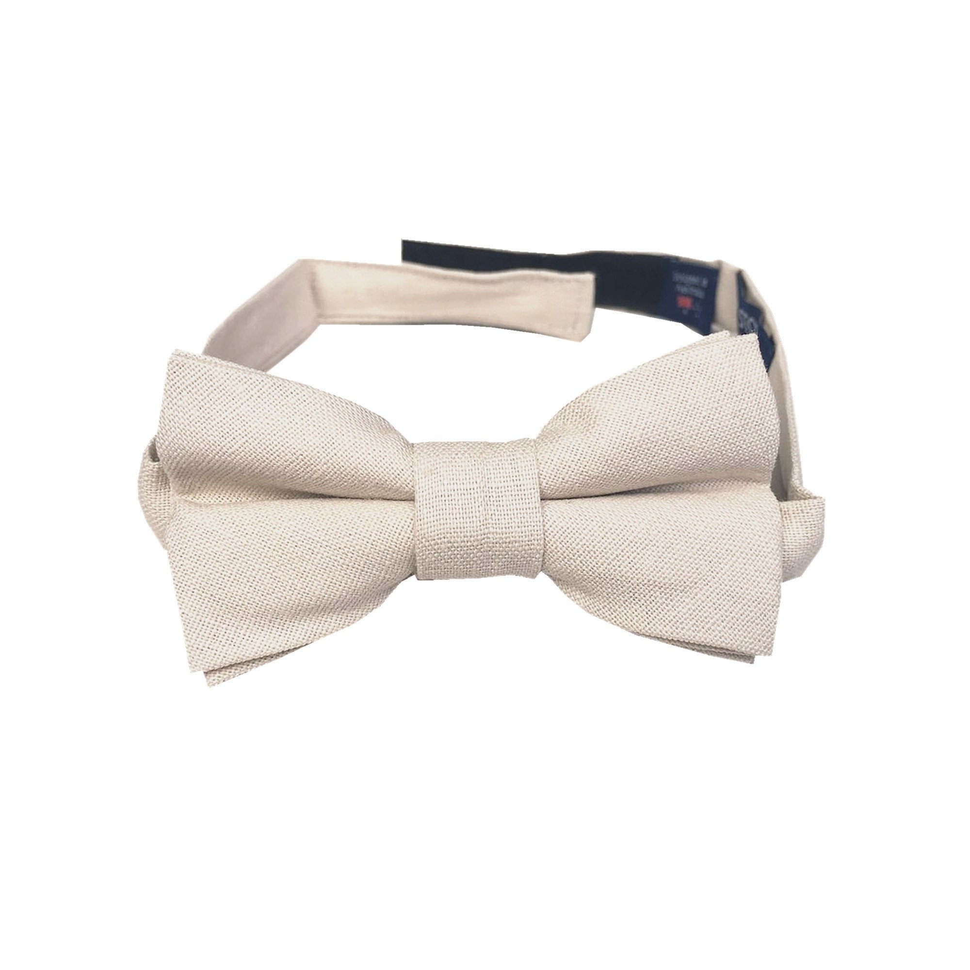 Cream Ivory Linen Kids Bow Tie