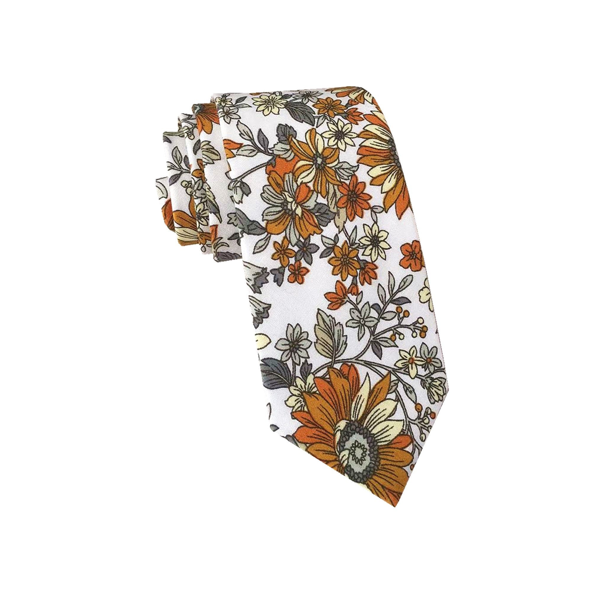 Orange Sunflower Skinny Tie