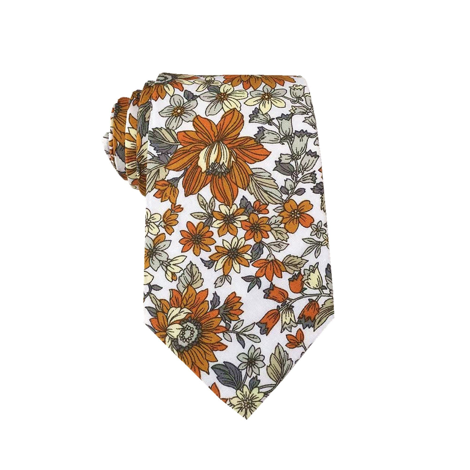 Orange Sunflower Skinny Tie