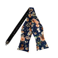 Navy Peach Floral Pre-tied Bow Tie
