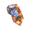 Orange Blue Floral Skinny Tie