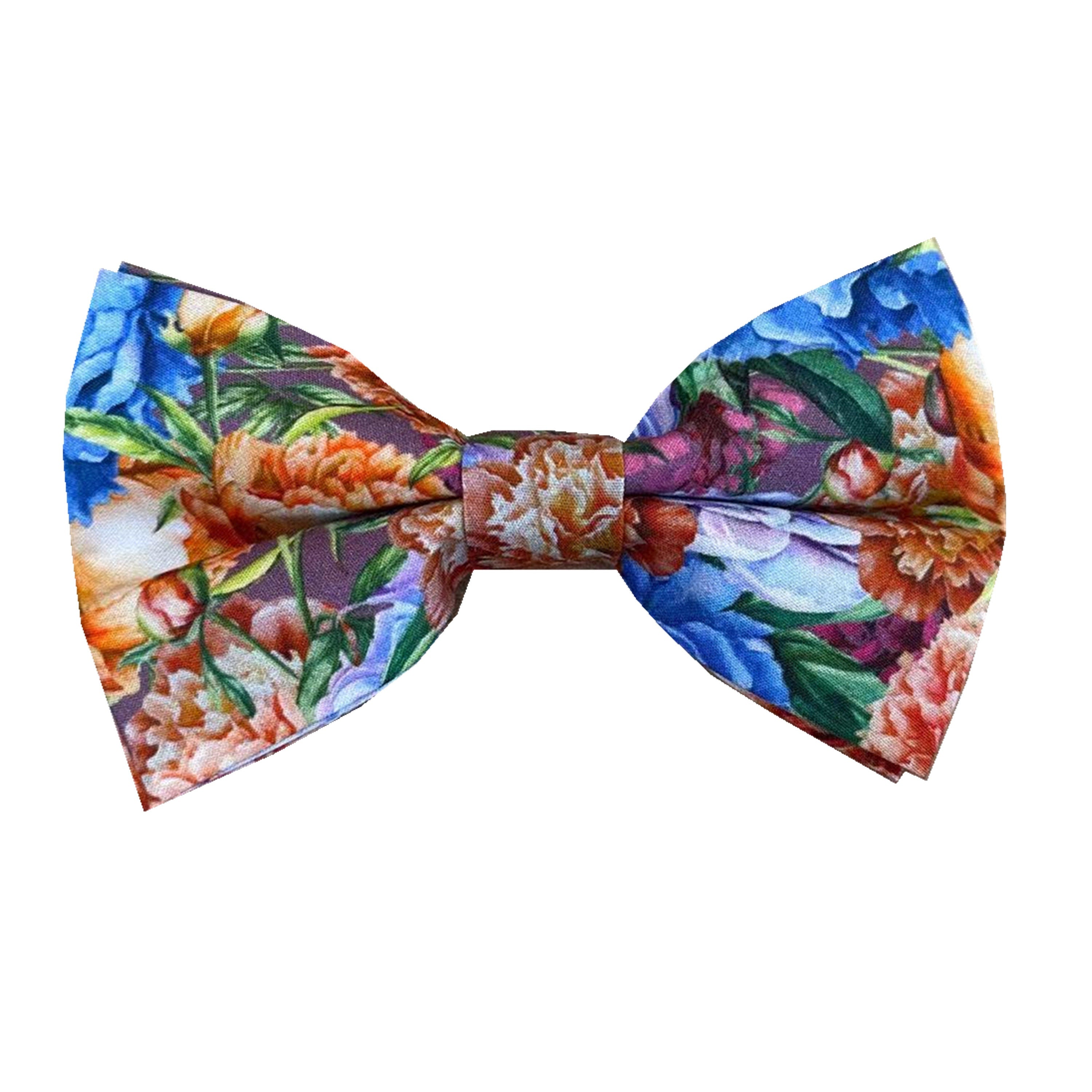 Orange Blue Floral Pre-tied Bow Tie
