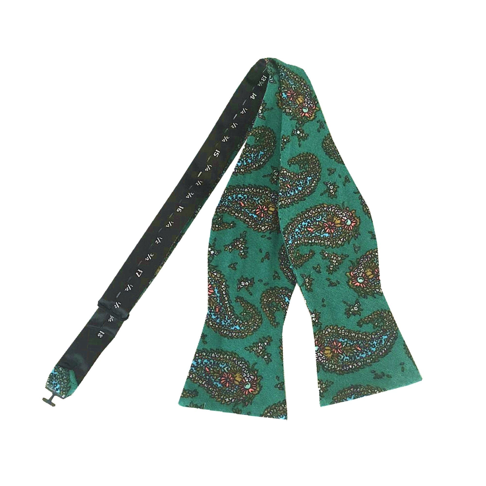 Green Paisley Self-tied Bow Tie