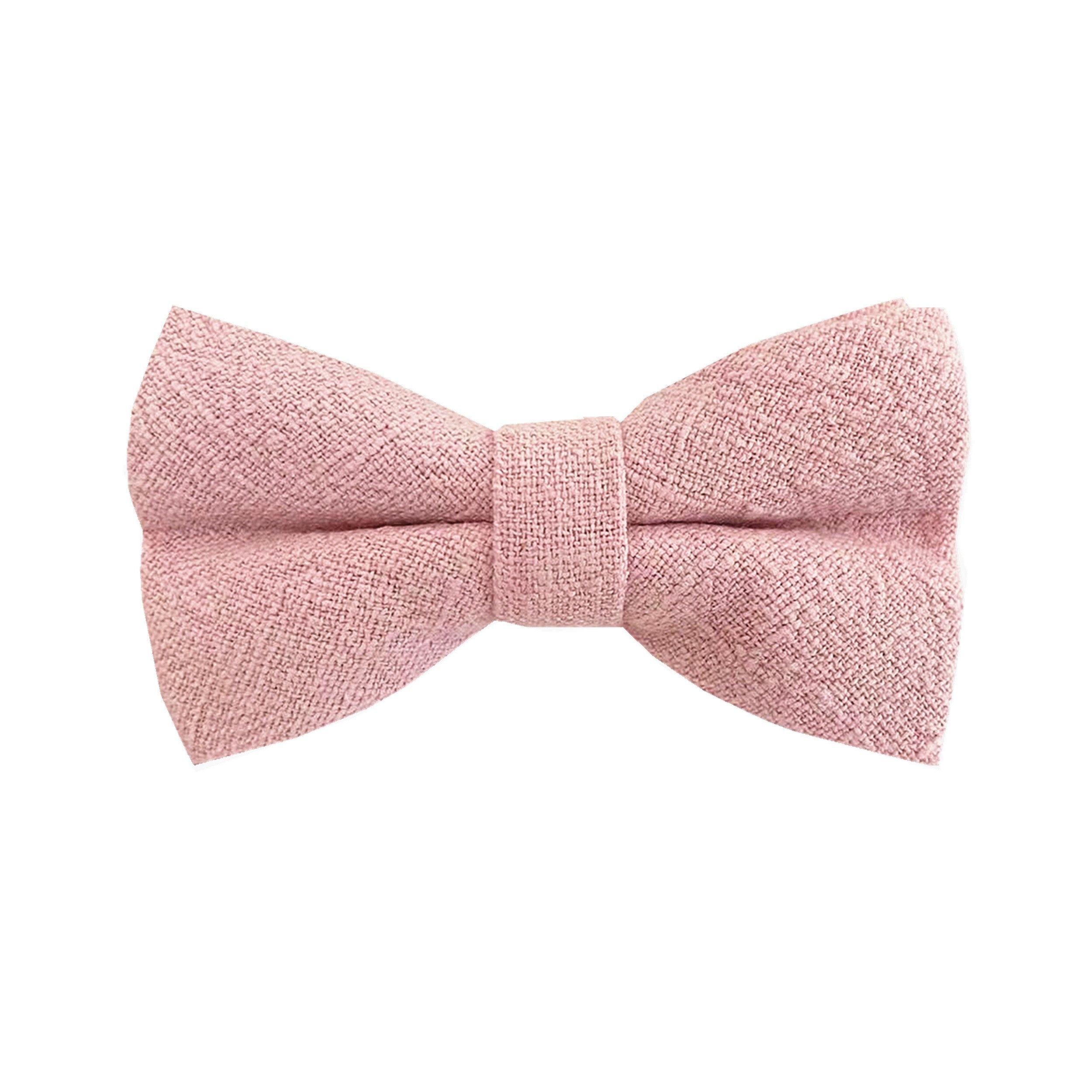 Blush Pink Linen Kids Bow Tie