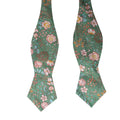 Mint Green Floral Self-tied Tip Bow tie