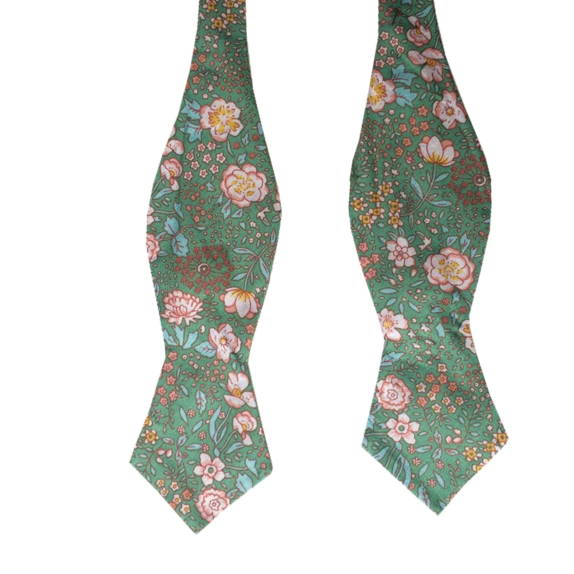 Mint Green Floral Self-tied Tip Bow tie