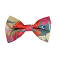 Dusty Blue with Red & Pink Floral Pre-tied Bow Tie