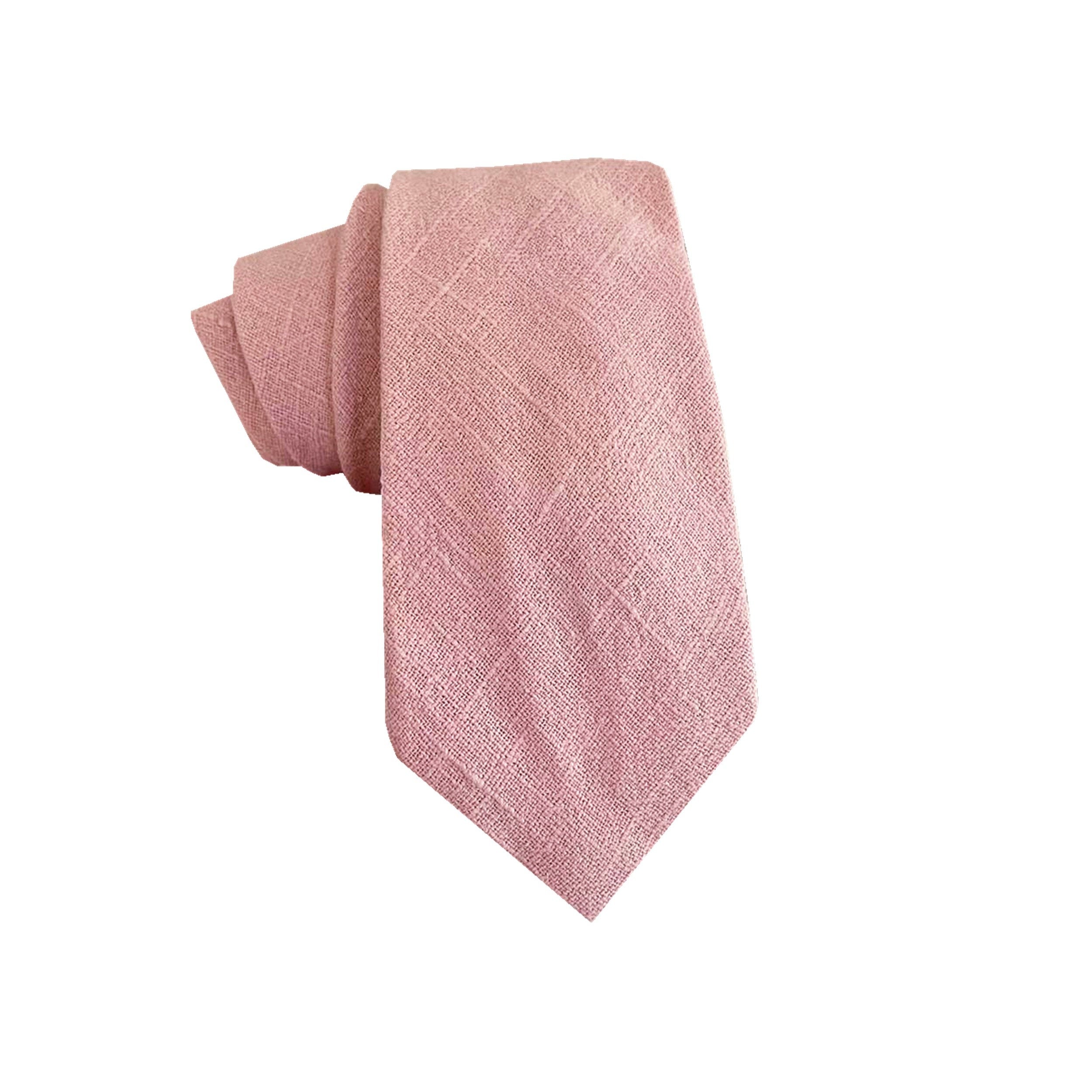 Blush Pink Linen Skinny Tie