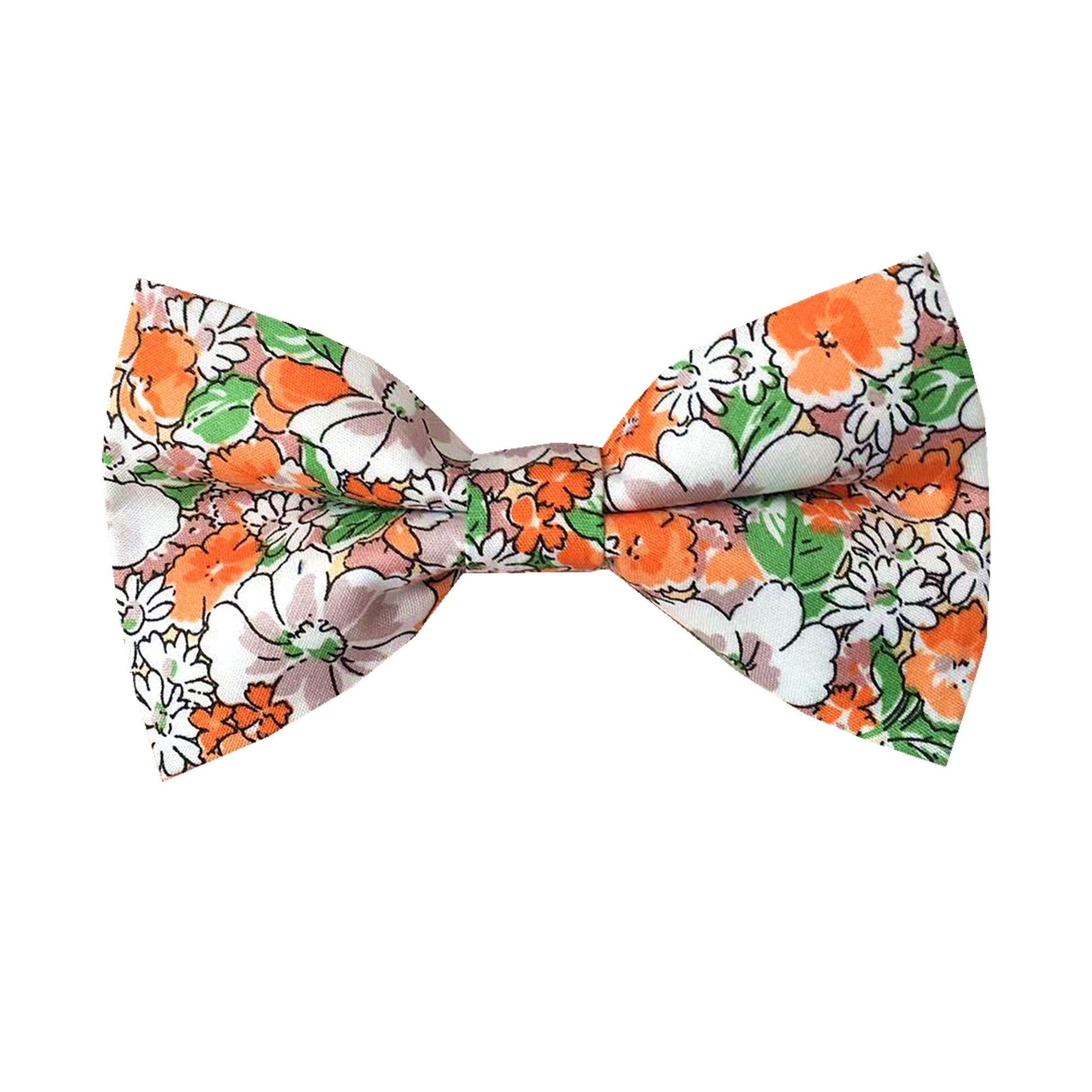Orange Green &White Floral Pre-tied Bow Tie