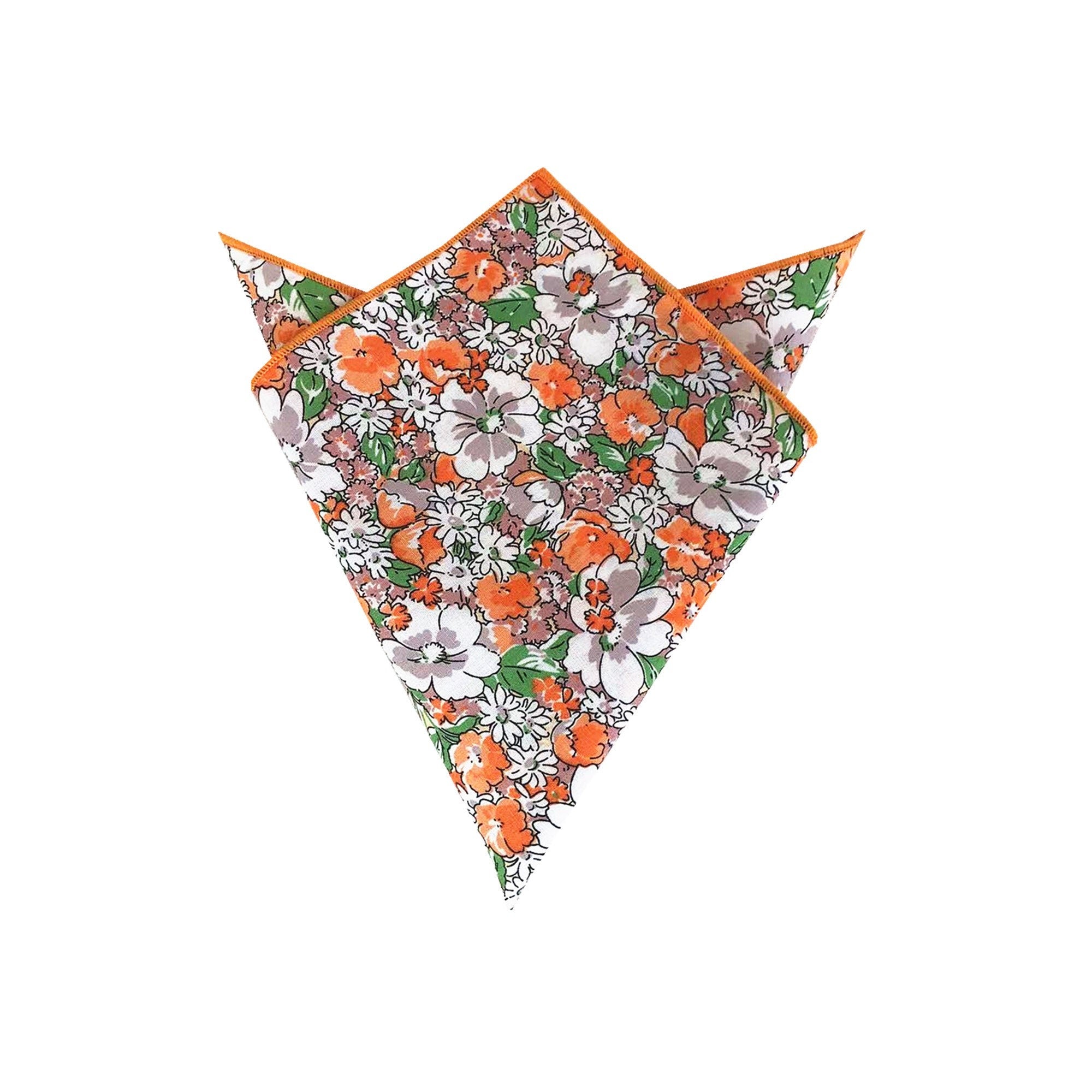 Orange Green &White Floral Pre-tied Bow Tie