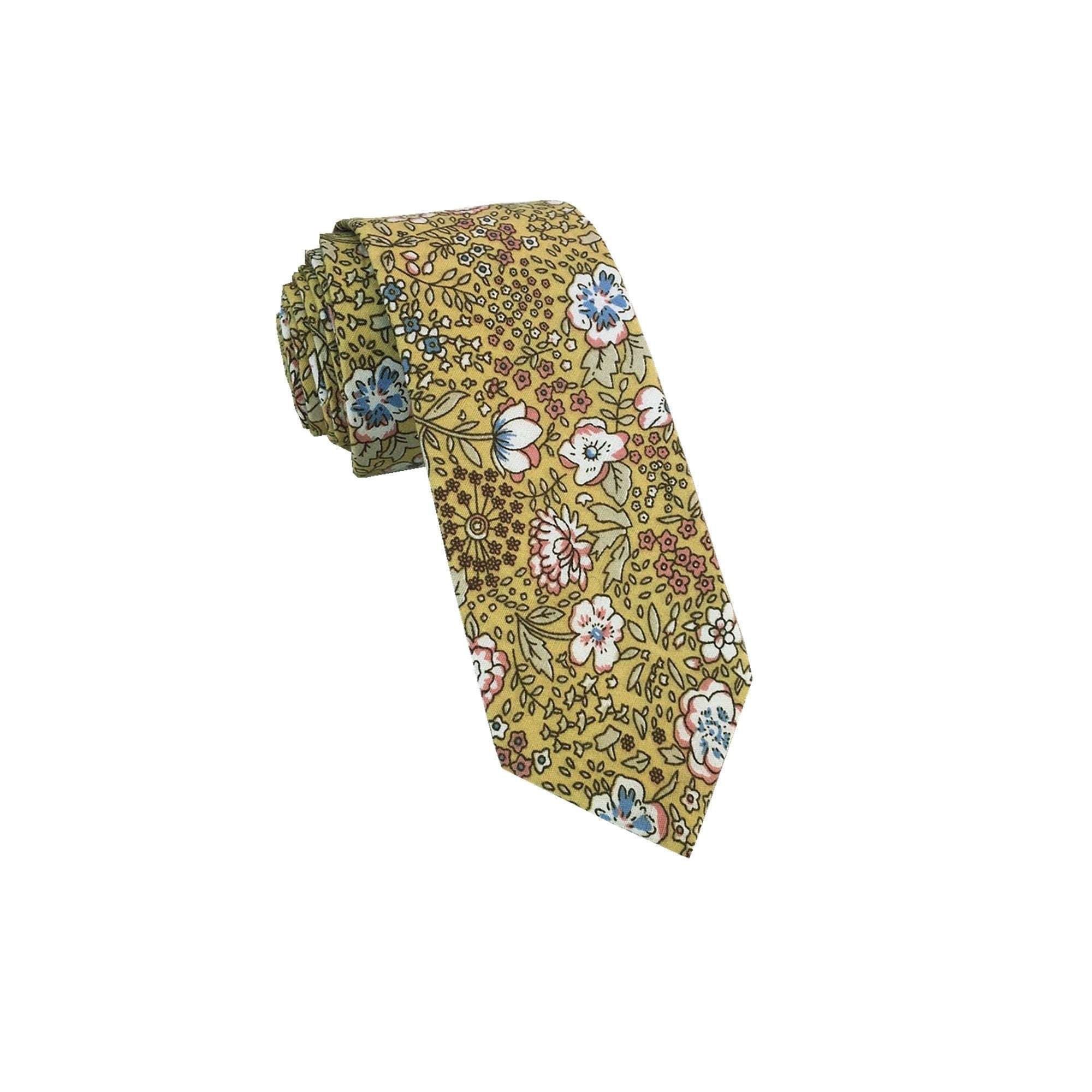 Yellow Lotus Floral Skinny Tie