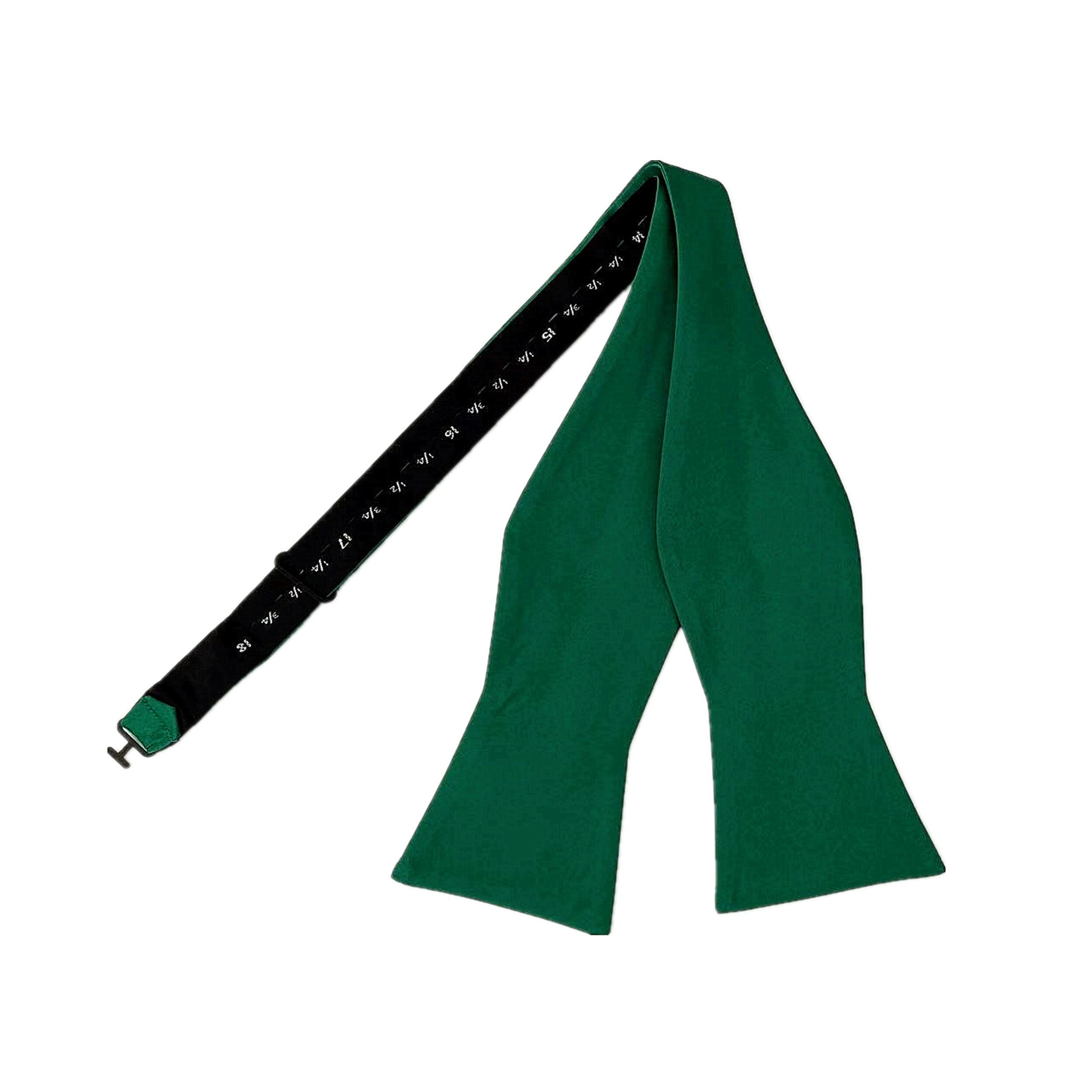 Dark Green Satin Self-tied Bow Tie