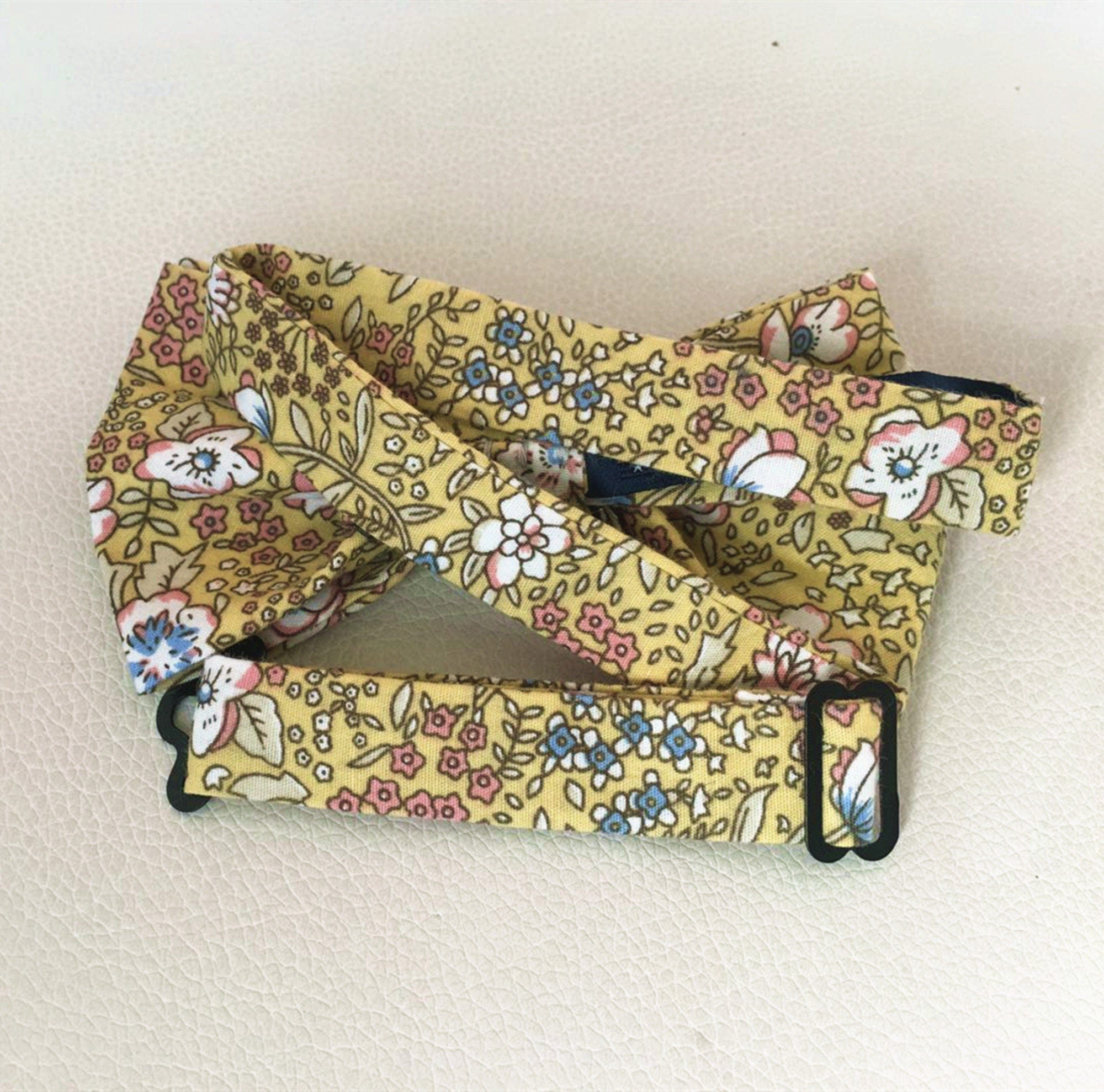 Yellow Lotus Floral Pre-tied Bow Tie