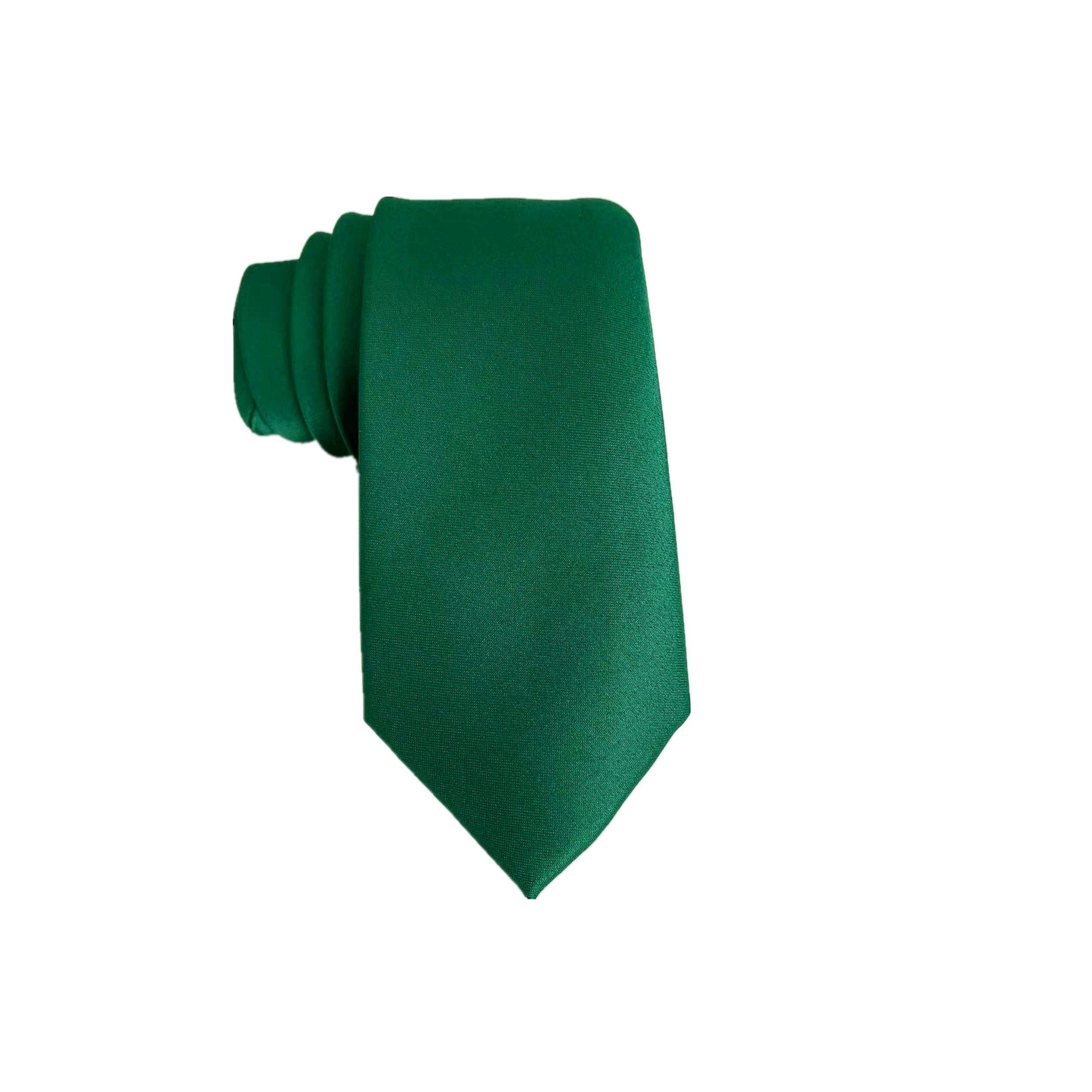 Dark Green Satin Skinny Tie