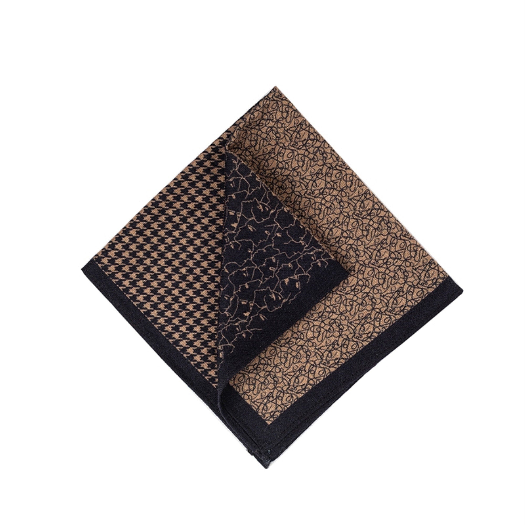 Khaki Houndstooth Wool Pocket Square