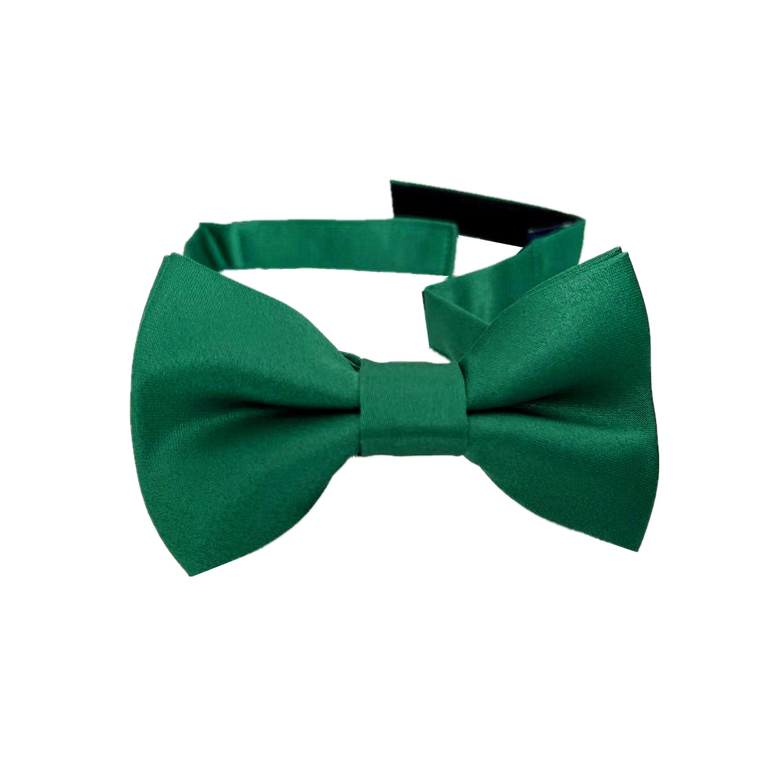 Dark Green Satin Kids Bow Tie