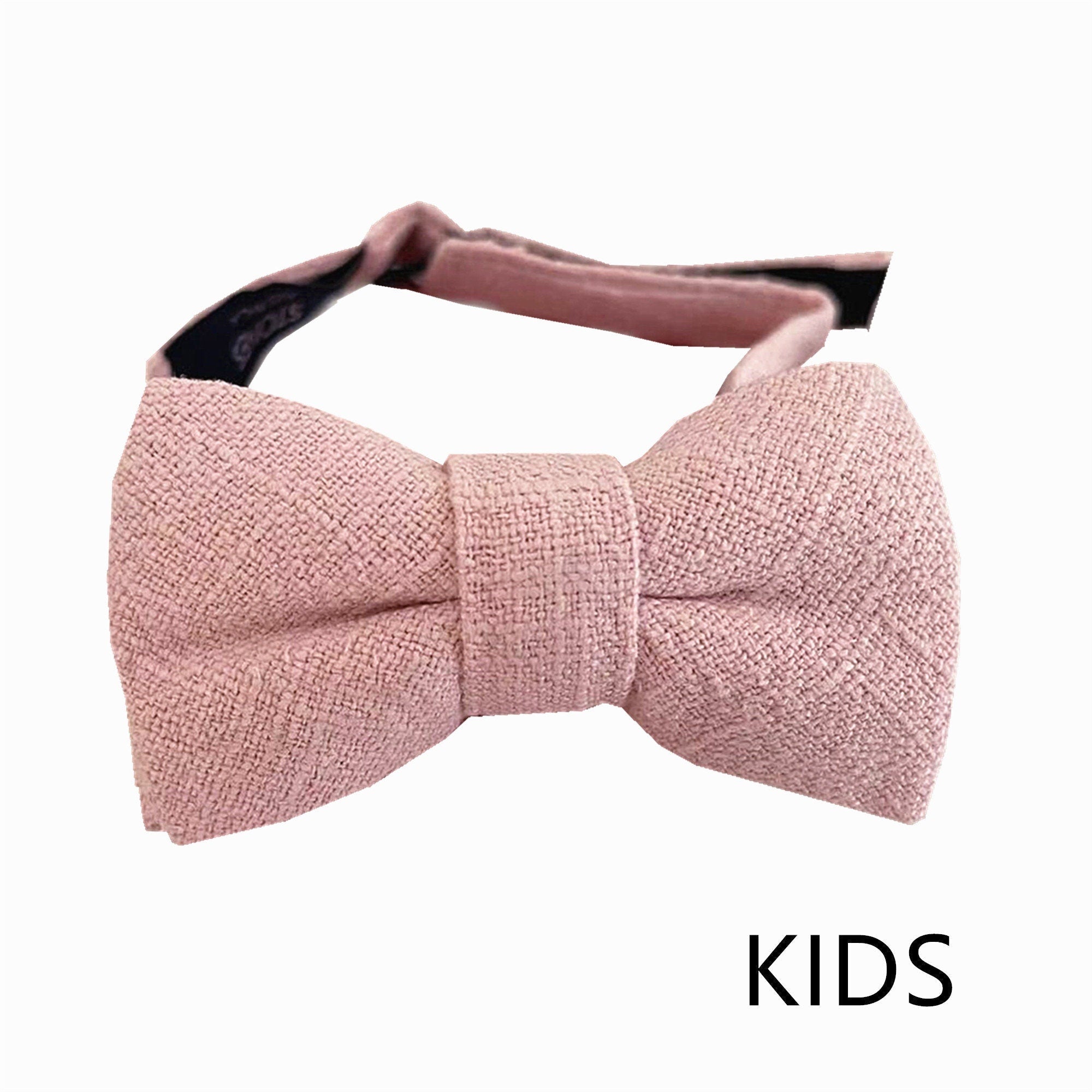 Blush Pink Linen Kids Bow Tie