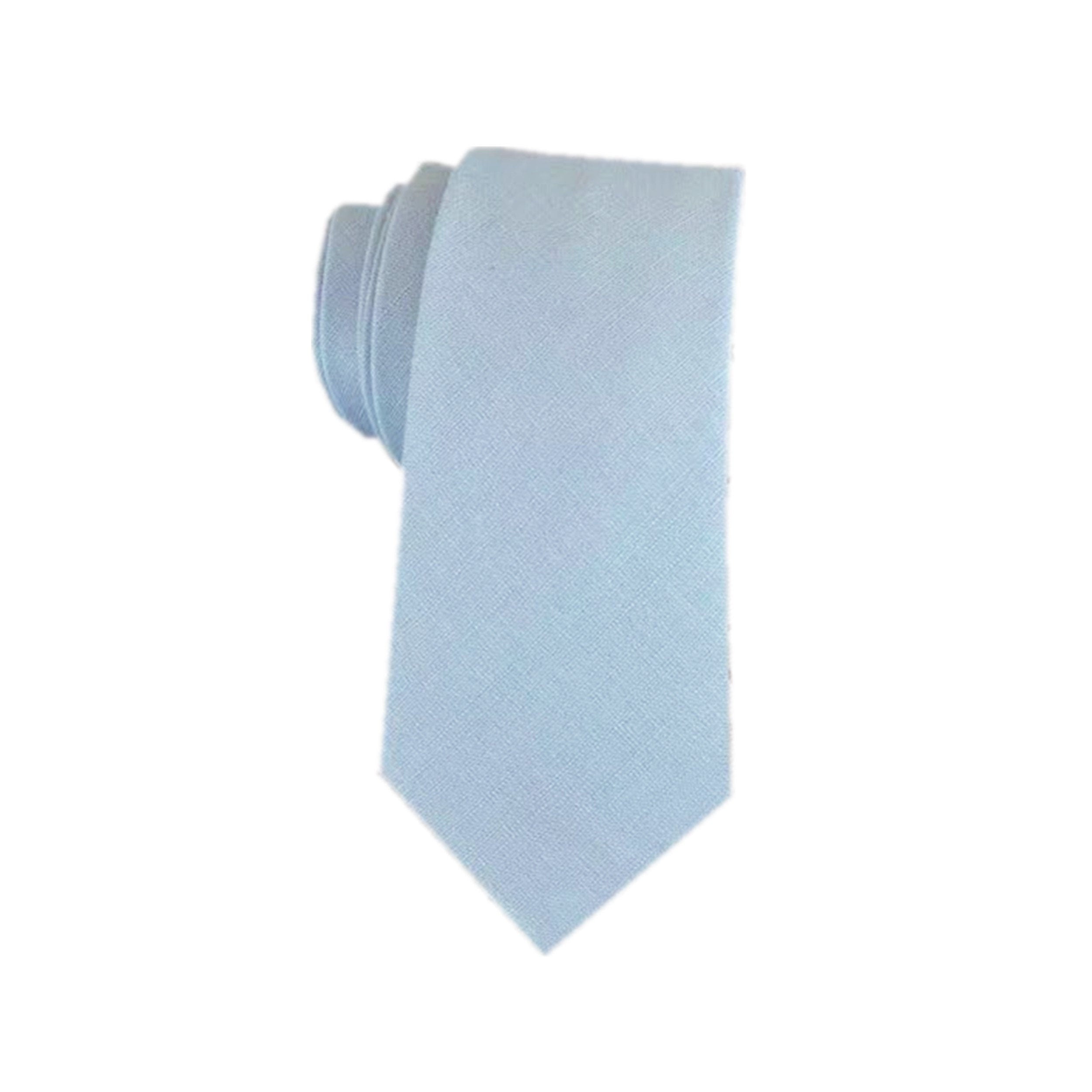 Ice Blue Linen Skinny Tie
