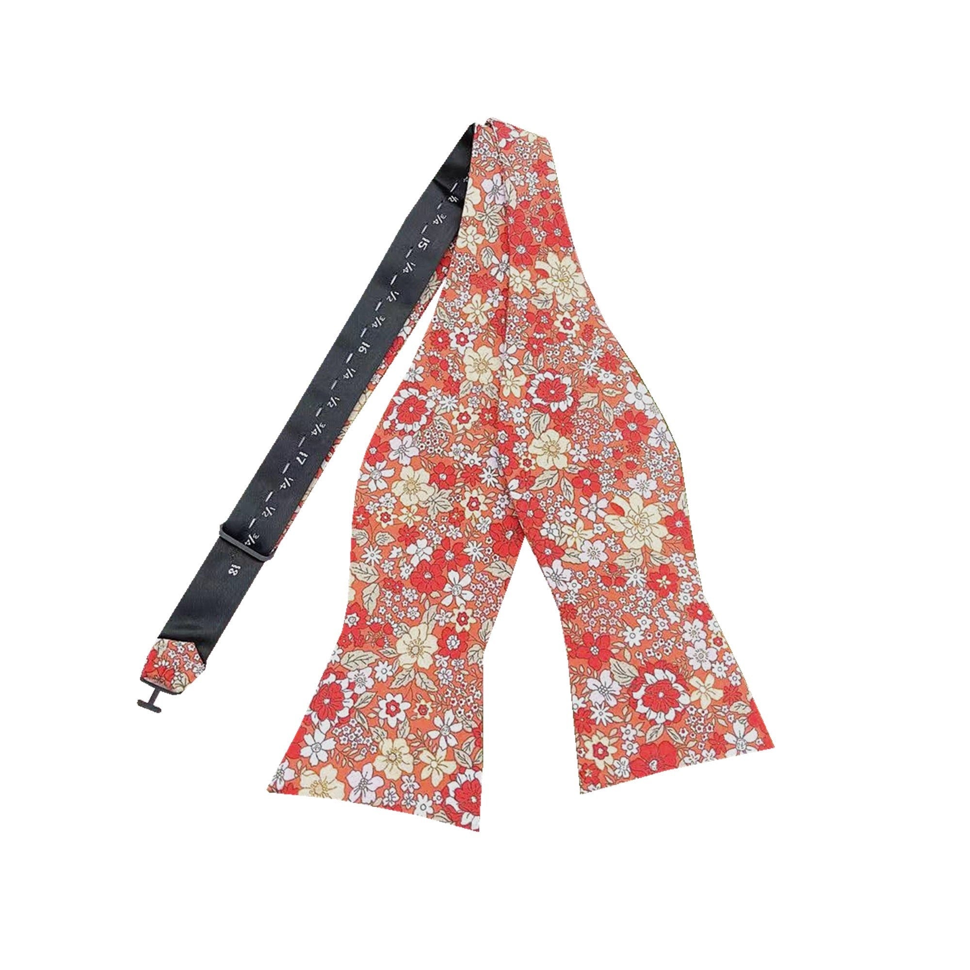 Orange Floral Self-tied Bow Tie