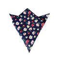 Navy Blue with Wine Red Floral Pocket Square