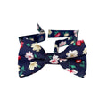 Navy Blue with Wine Red Floral Kids Bow Tie