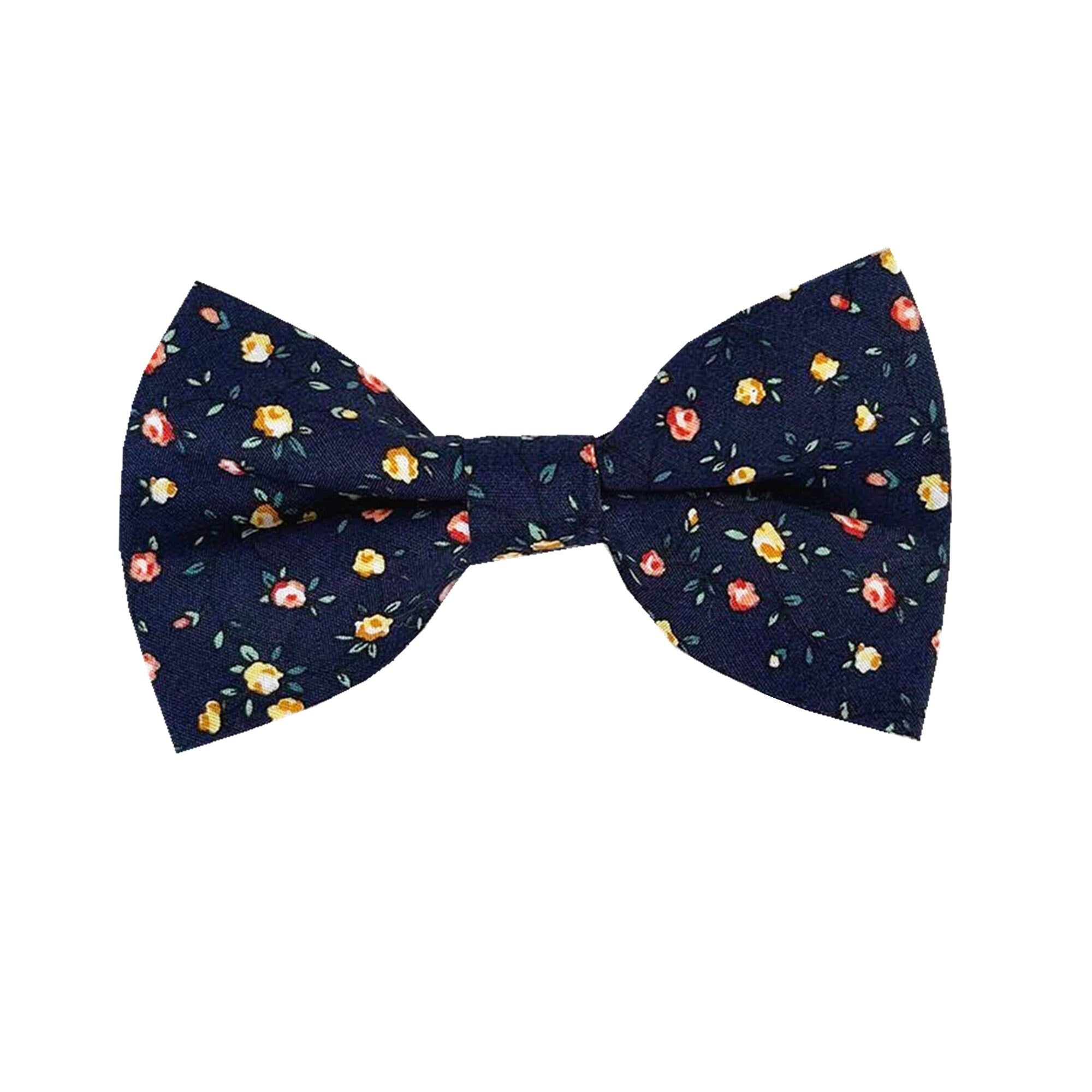 Midnight with Yellow & Red Floral Cotton Pre-tied Bow Tie