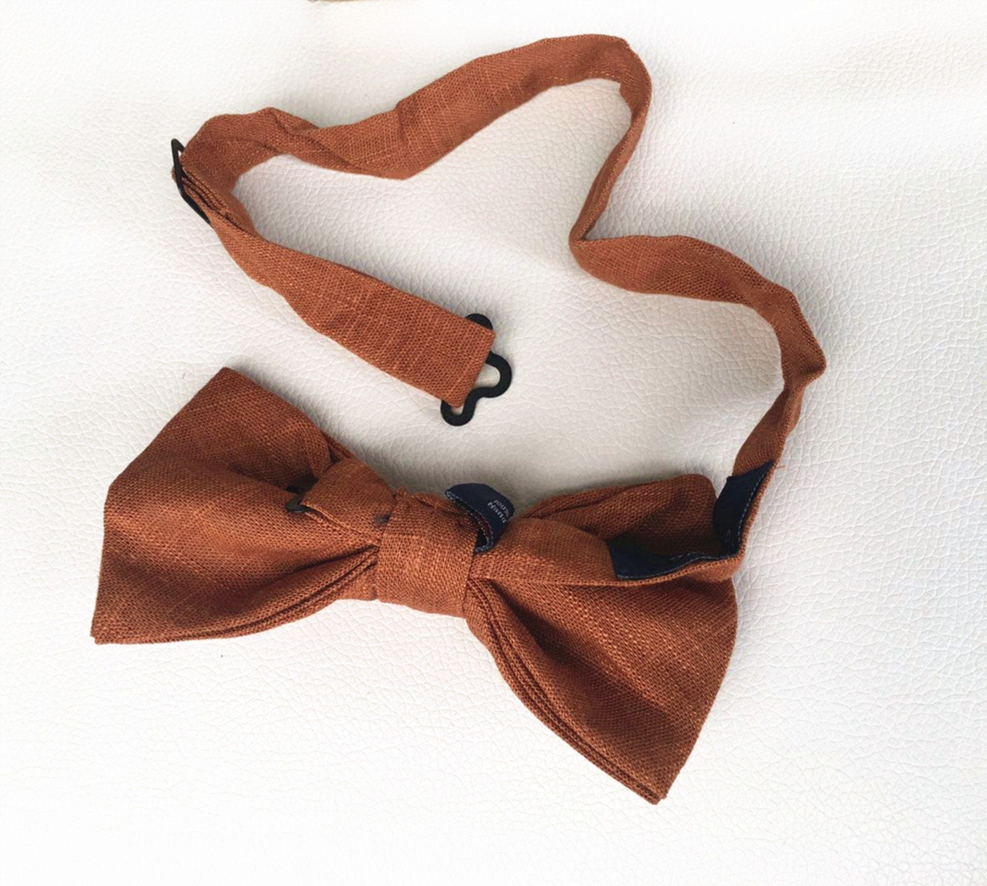 Burnt Bronze Linen Pre-tied Bow Tie