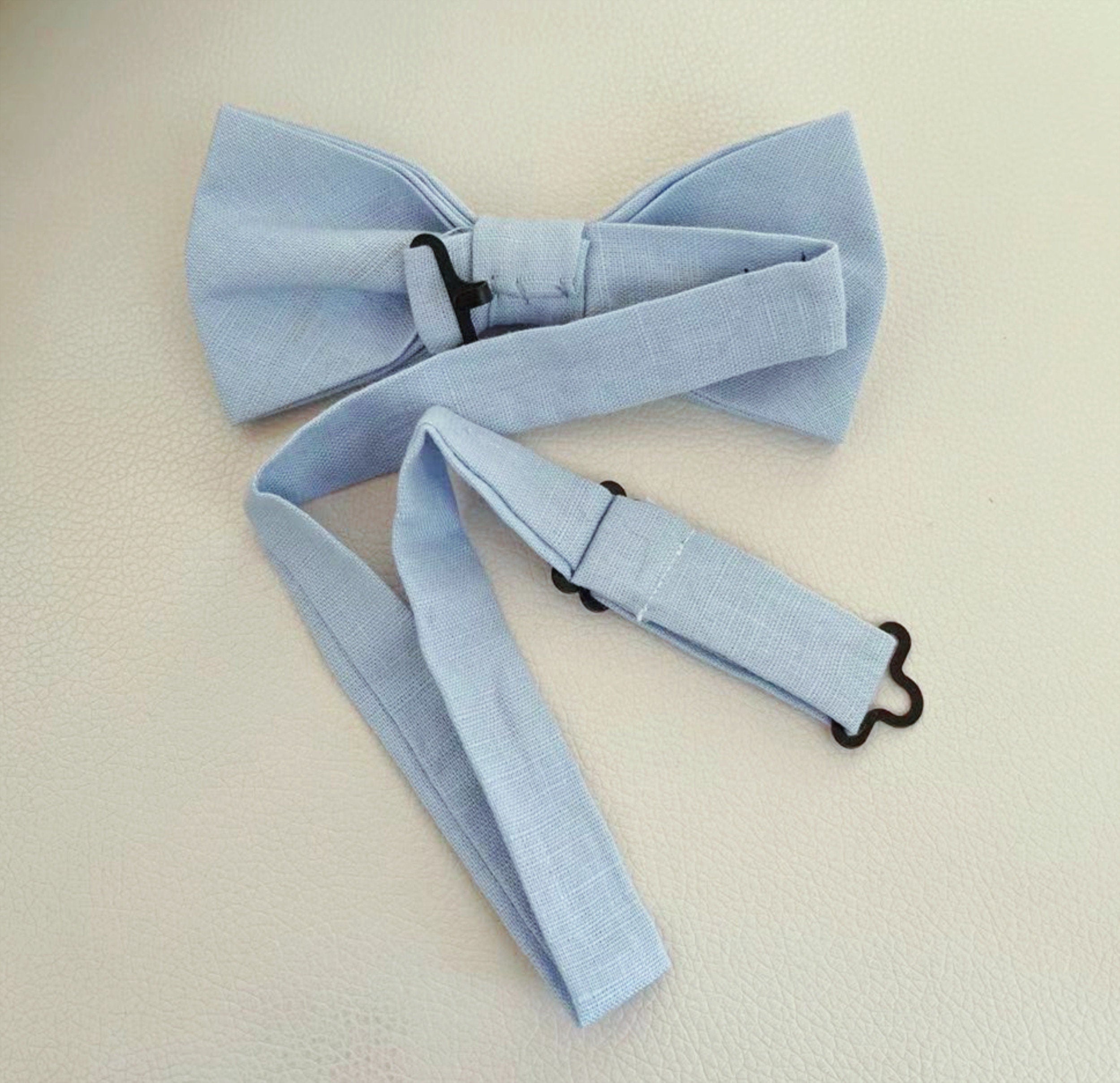 Ice Blue Linen Pre-tied Bow Tie