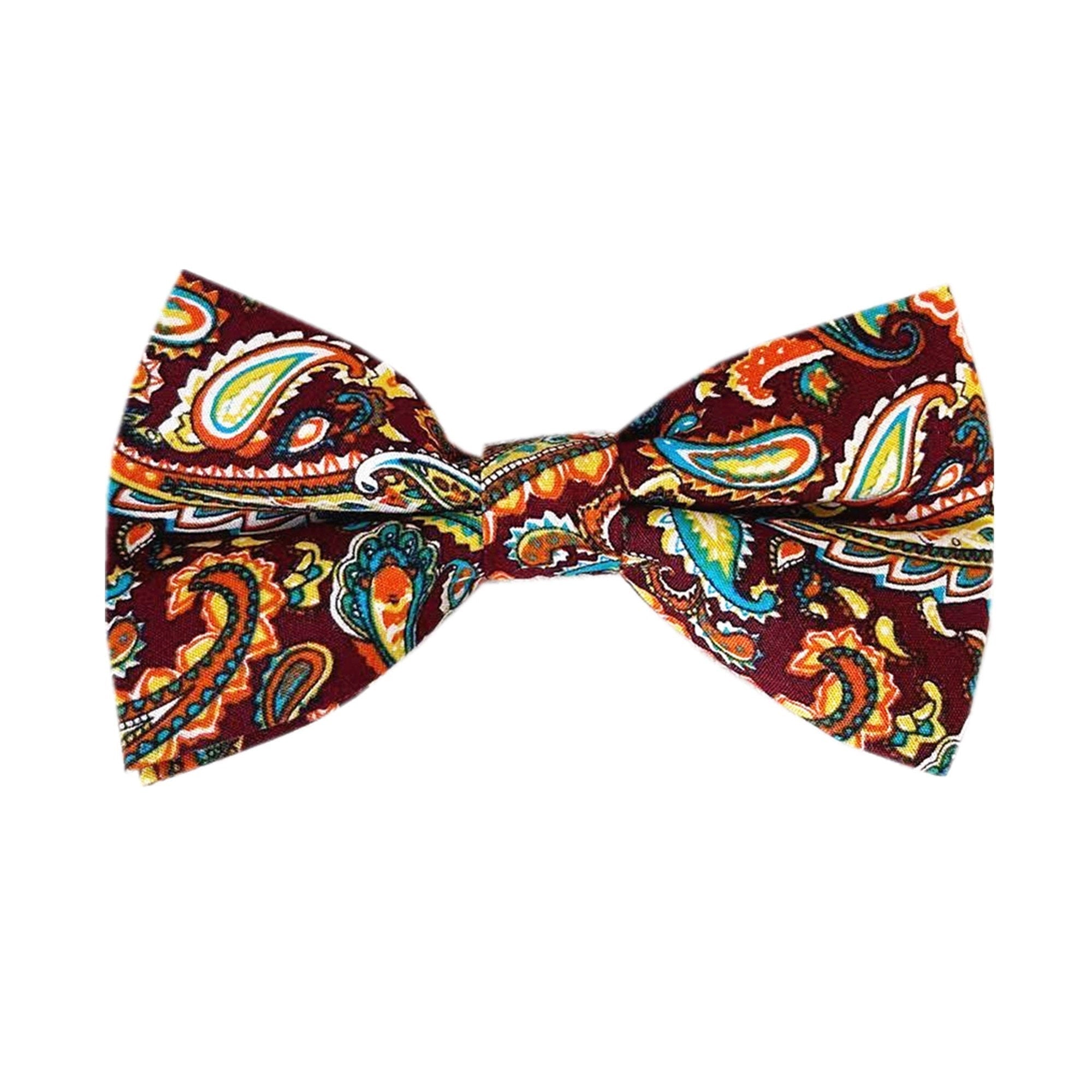Brown Yellow Paisley Cotton Self-tied Bow Tie