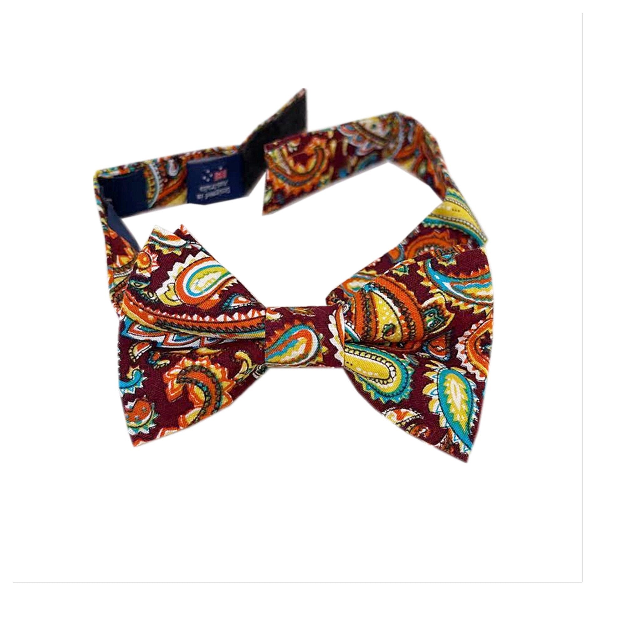 Brown Yellow Paisley Cotton Kids Bow Tie