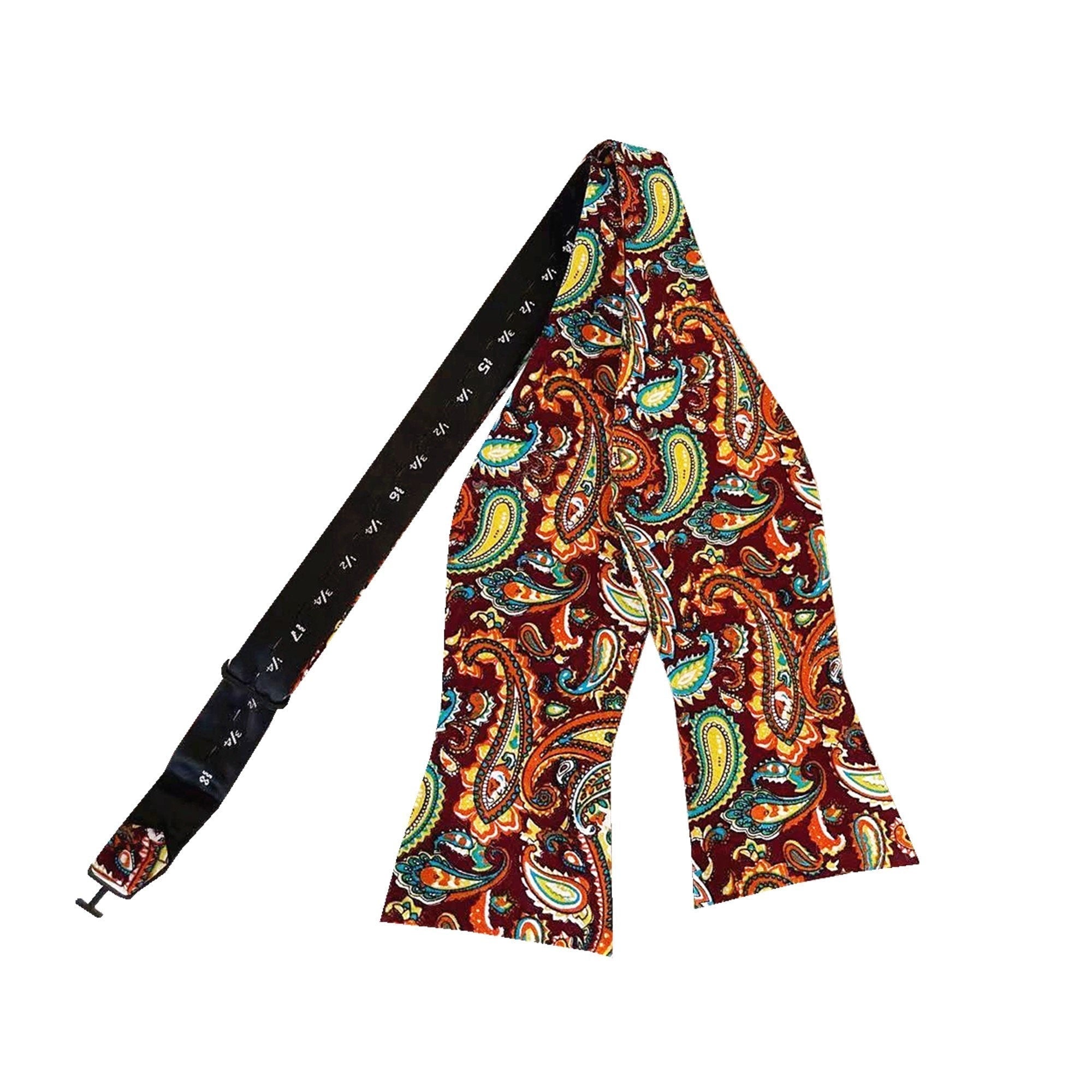 Brown Yellow Paisley Cotton Self-tied Bow Tie