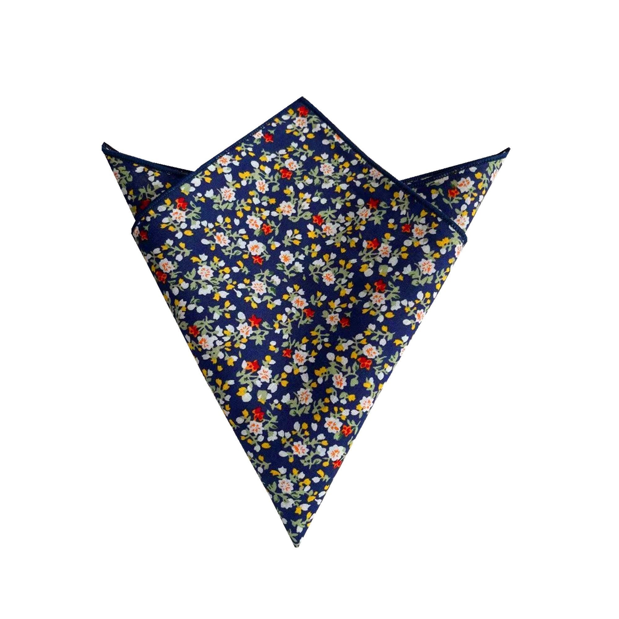 Navy Yellow White Floral Skinny Tie