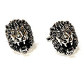 Antique Silver Lion Gemstone Cufflinks
