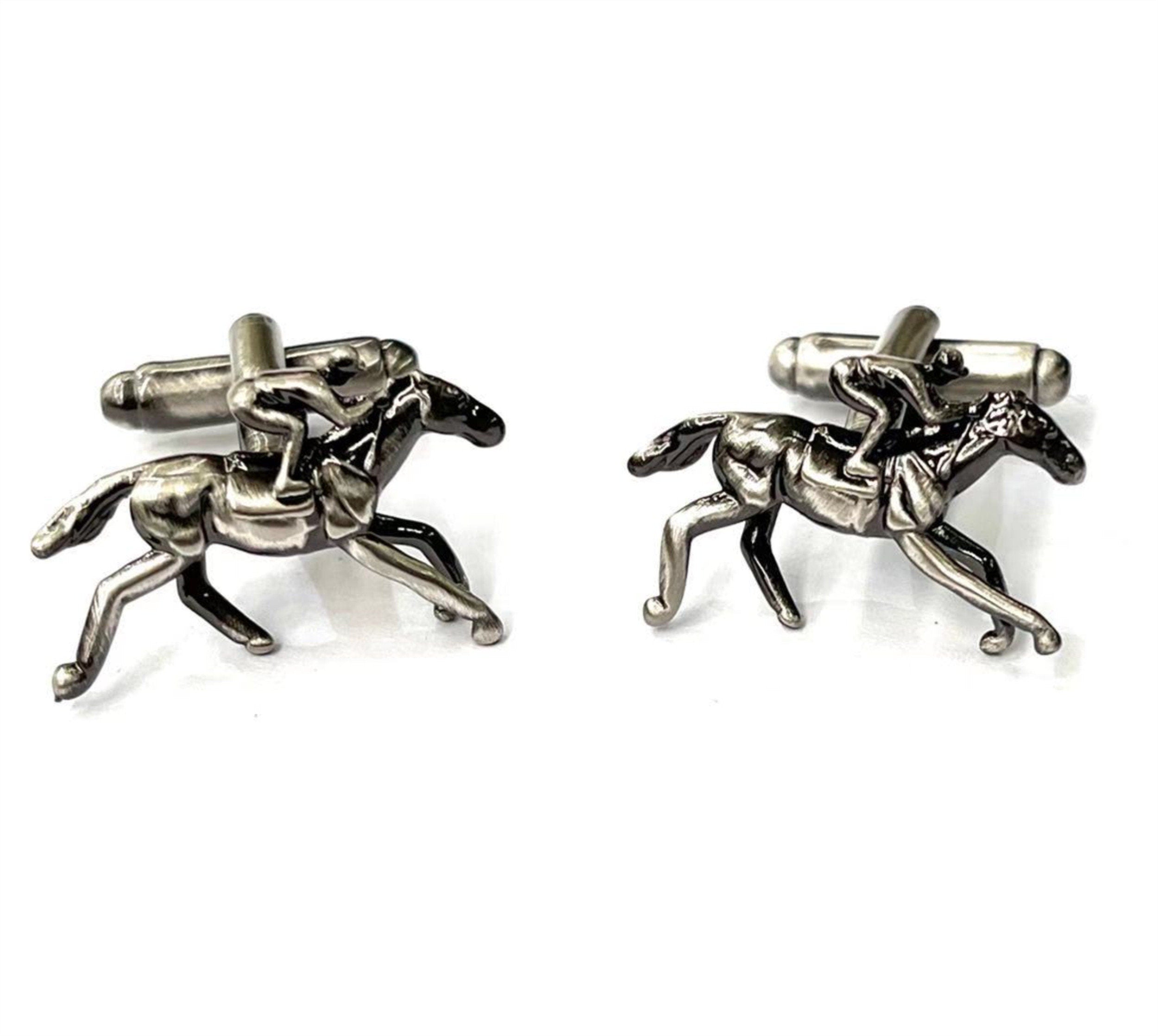 Antique Silver Racing Horse Cufflinks