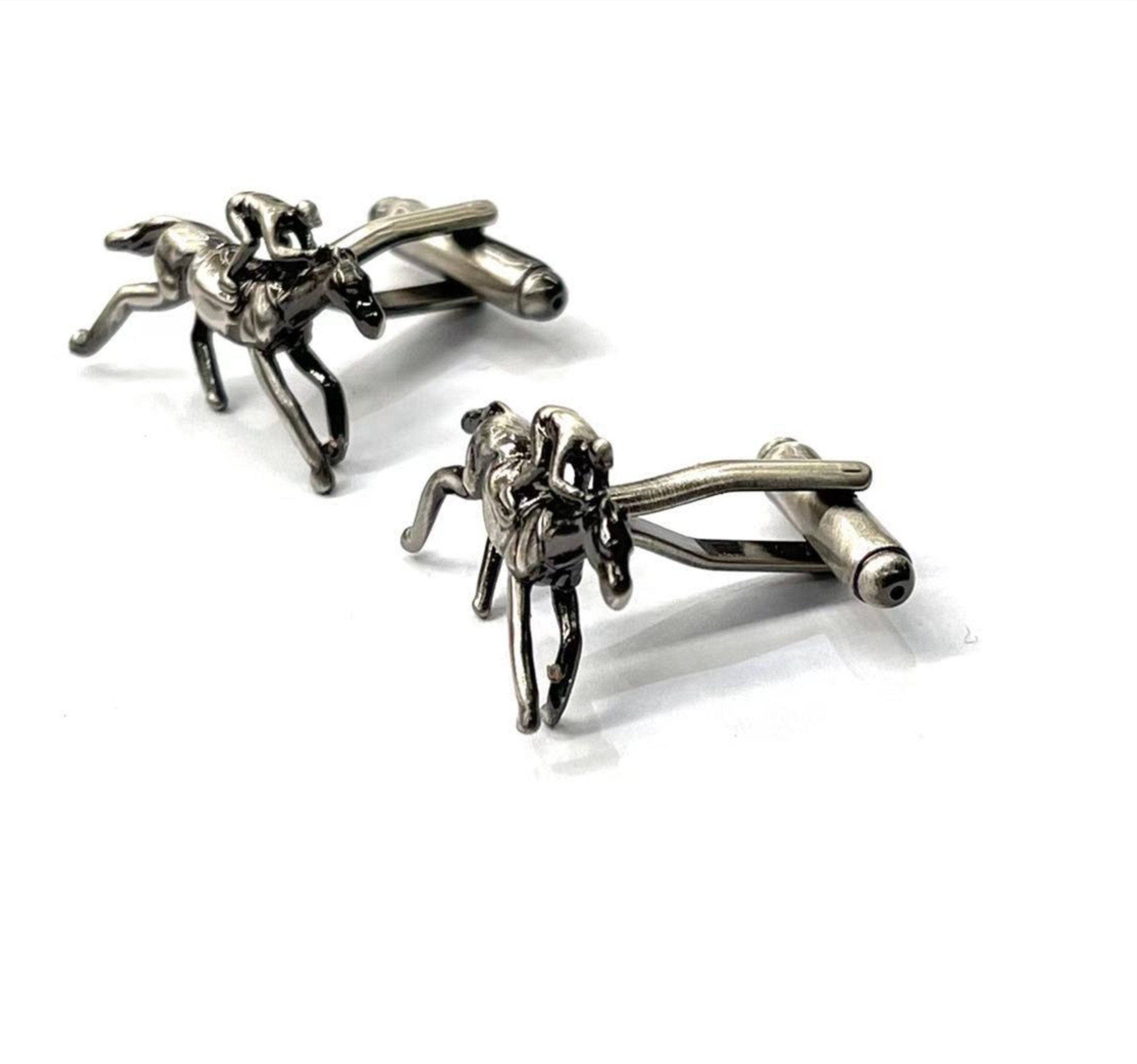 Antique Silver Racing Horse Cufflinks
