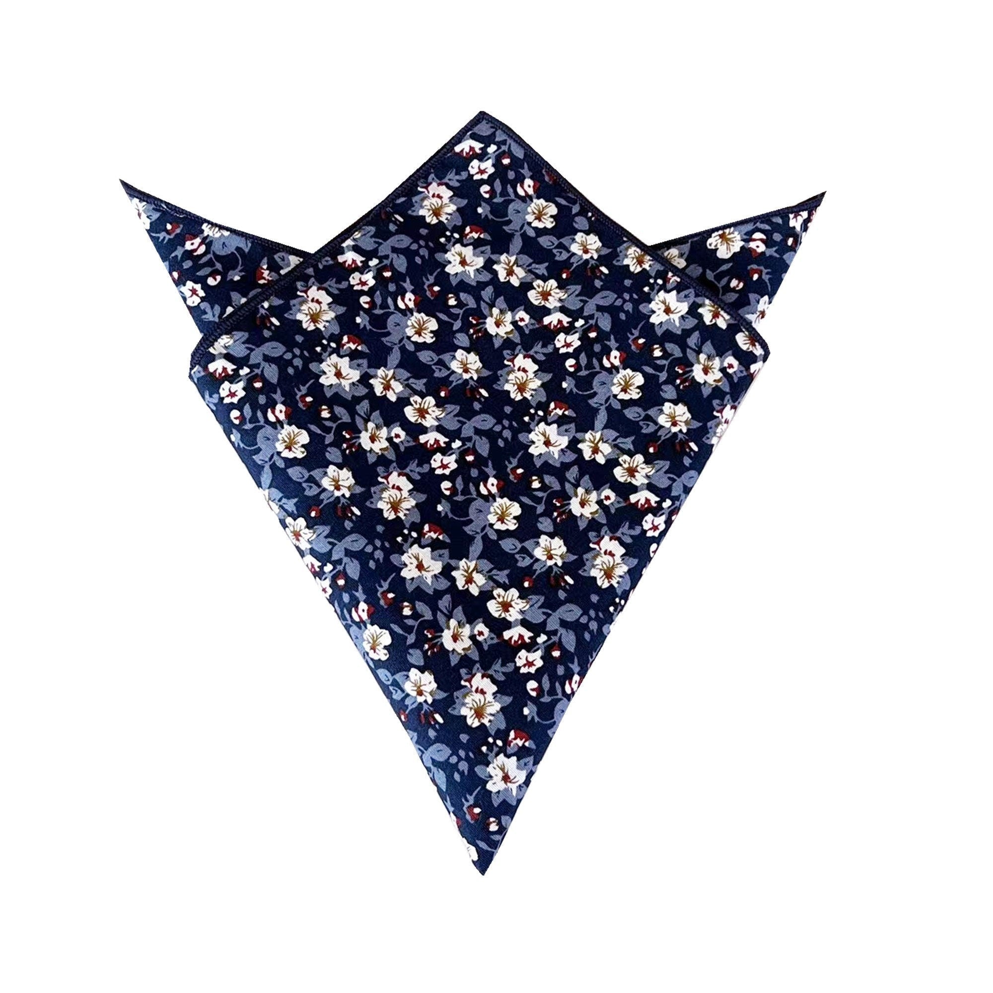 Dark Navy with Micro White & Blue Floral Pocket Square