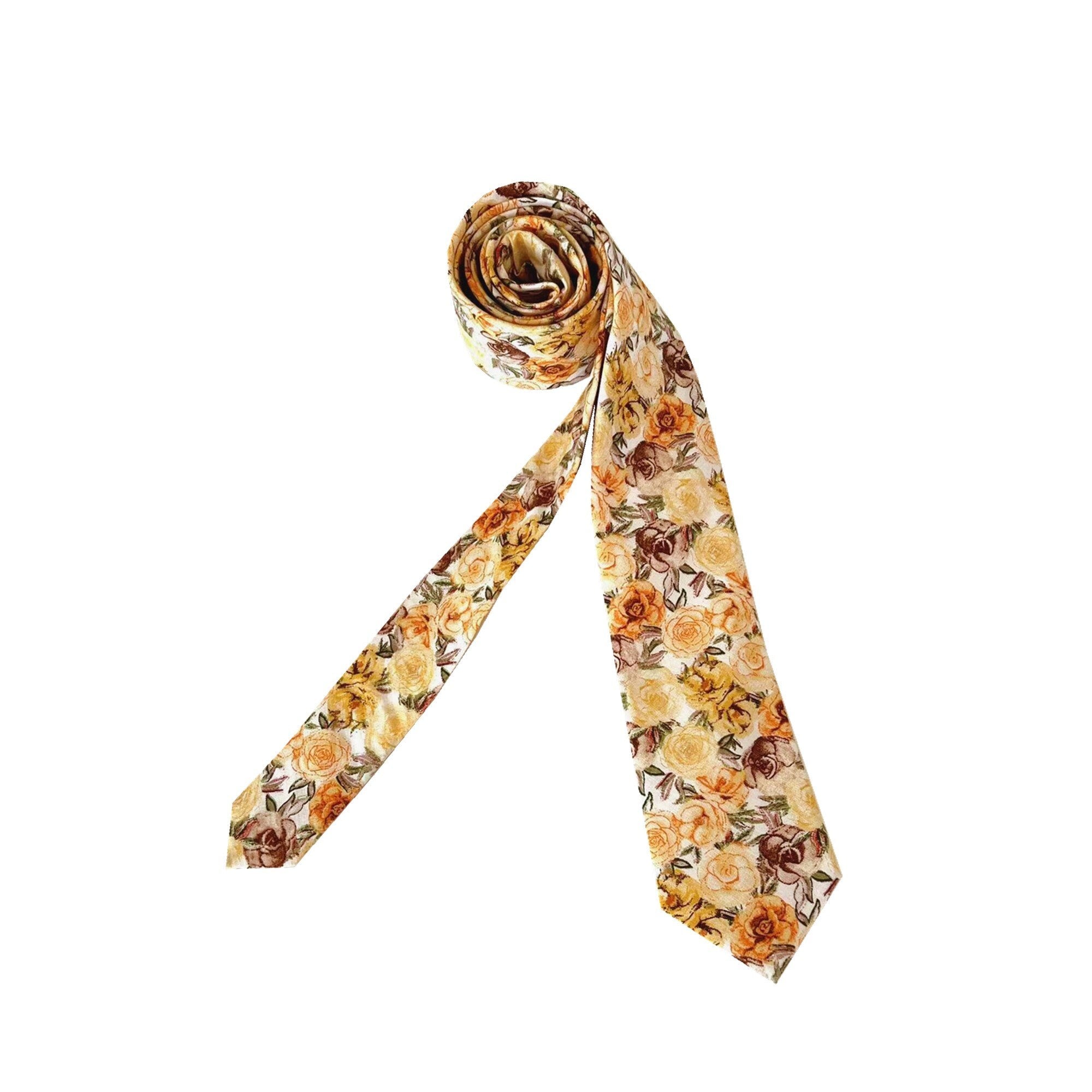 Yellow Floral Cotton Skinny Tie