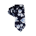 Dark Navy with Blue Rose Floral Cotton Skinny Tie