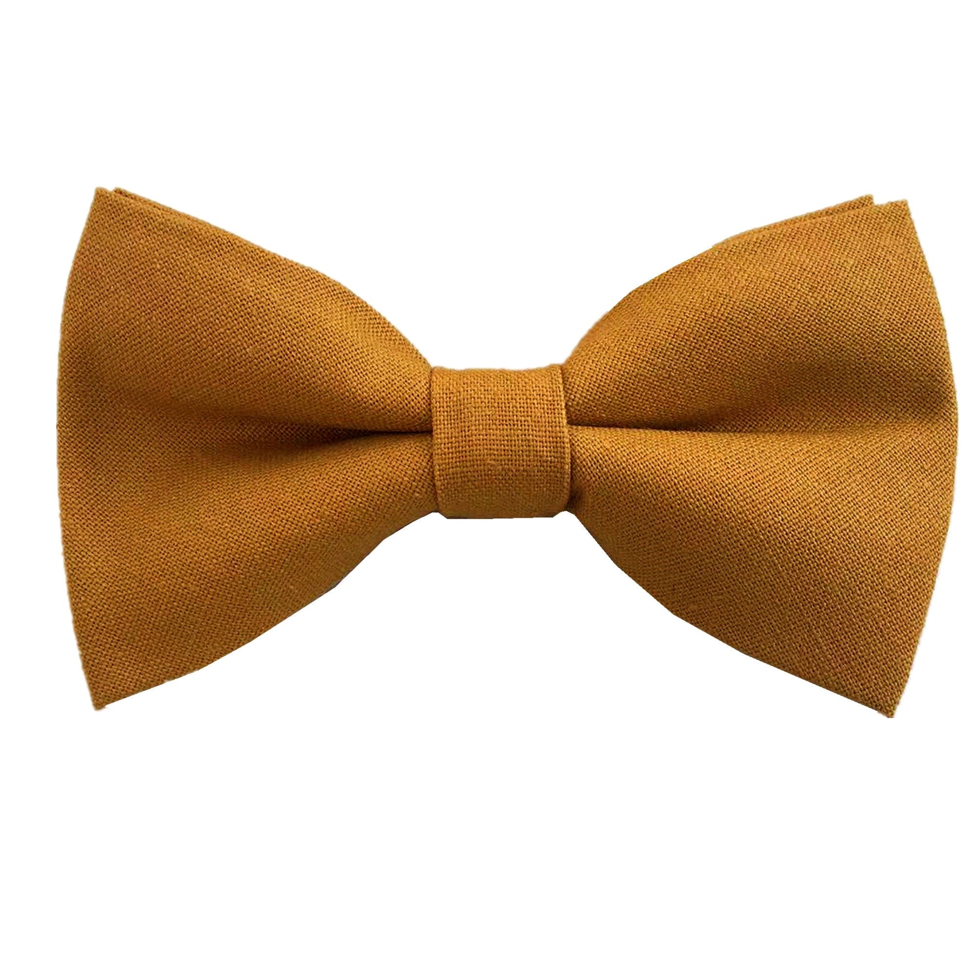 Mustard Yellow Linen Pre-tied Bow Tie